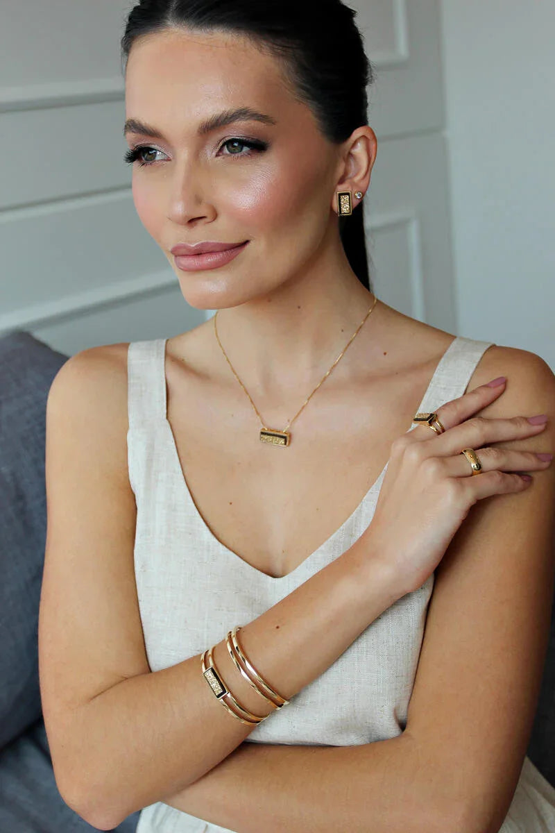 GOLD DRUSE LIGHT EARRING | GOLD PLATED | MINIMALIST | BRAINSTORM JEWELRY - Brainstorm Jewelry