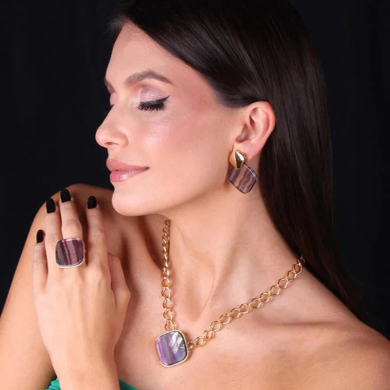 FLUORITE ATLANTIC AZURE NECKLACE | GOLD PLATED | NYFW | BRAINSTORM JEWELRY - Brainstorm Jewelry