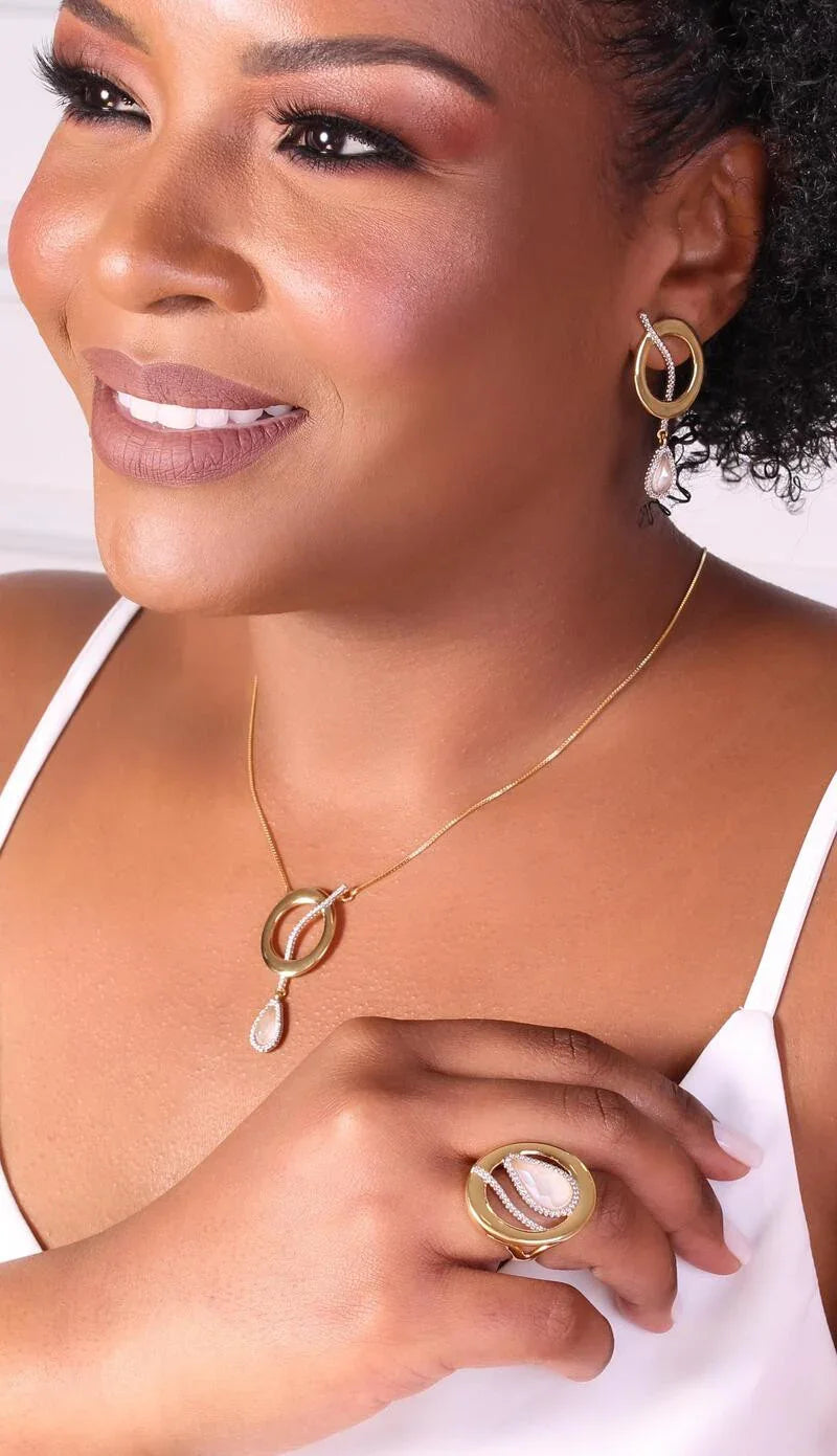 MILKY QUARTZ AND PEARLS SERENITY SMALL EARRING | GOLD PLATED | NEW RADIANT RANGE | BRAINSTORM JEWELRY - Brainstorm Jewelry