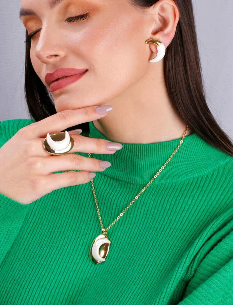 PORCELAIN INFINITE EARRING | GOLD PLATED | OPULENCE | BRAINSTORM JEWELRY - Brainstorm Jewelry