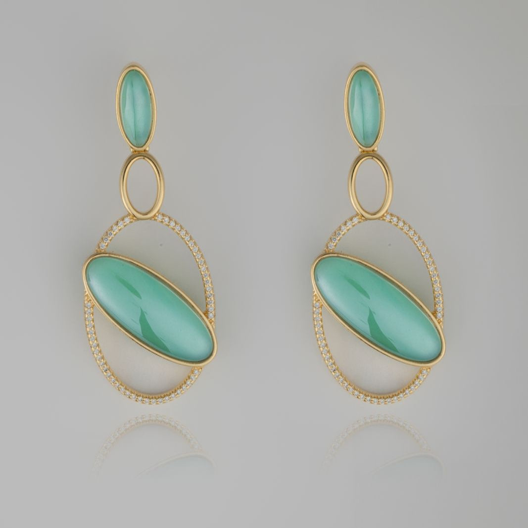 AQUAMARINE MADISON AVENUE BIG EARRING | GOLD PLATED | NYFW | BRAINSTORM JEWELRY - Brainstorm Jewelry