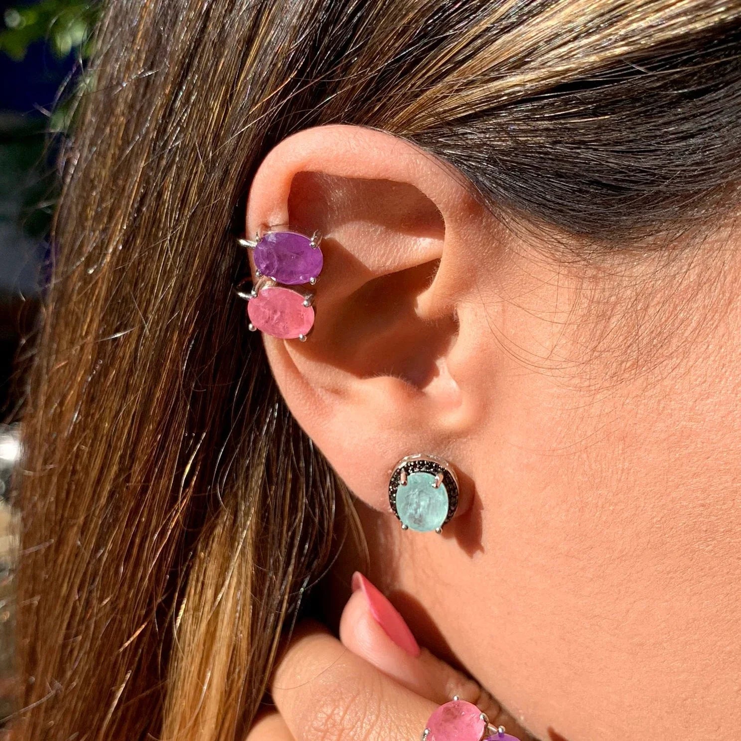 TOURMALINE AND AMETHYST VIVIAN EARRING | SILVER | 925 QUEEN | BRAINSTORM JEWELRY - Brainstorm Jewelry