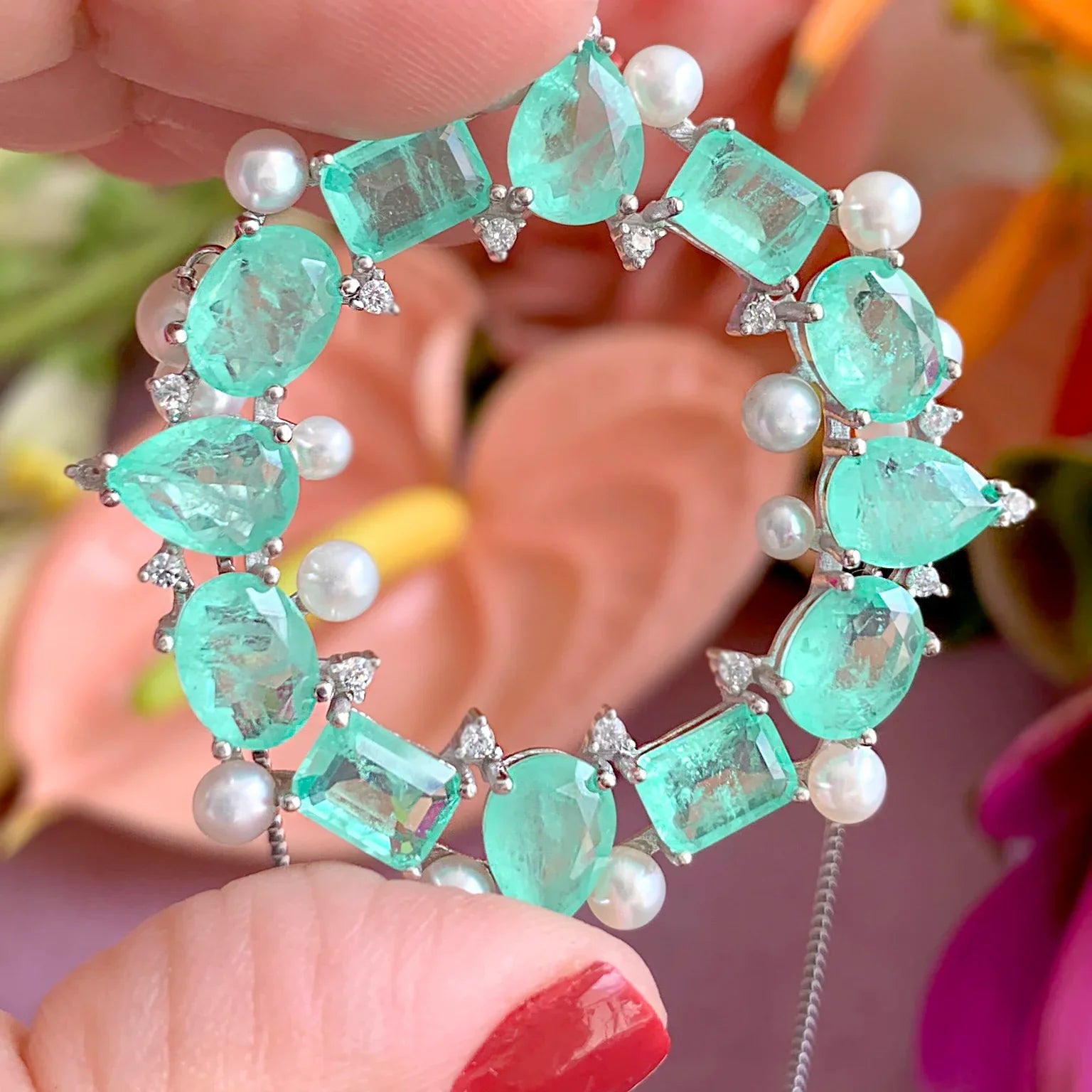 FUSION EMERALD AND PEARL LAUREN NECKLACE | 925 QUEEN | BRAINSTORM JEWELRY - Brainstorm Jewelry