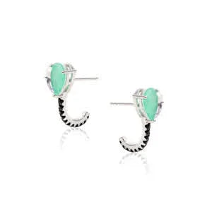 FUSION EMERALD, PEARL AND TANZANITE EAR HOOK EDILENE EARRING | 925 QUEEN | BRAINSTORM JEWELRY - Brainstorm Jewelry
