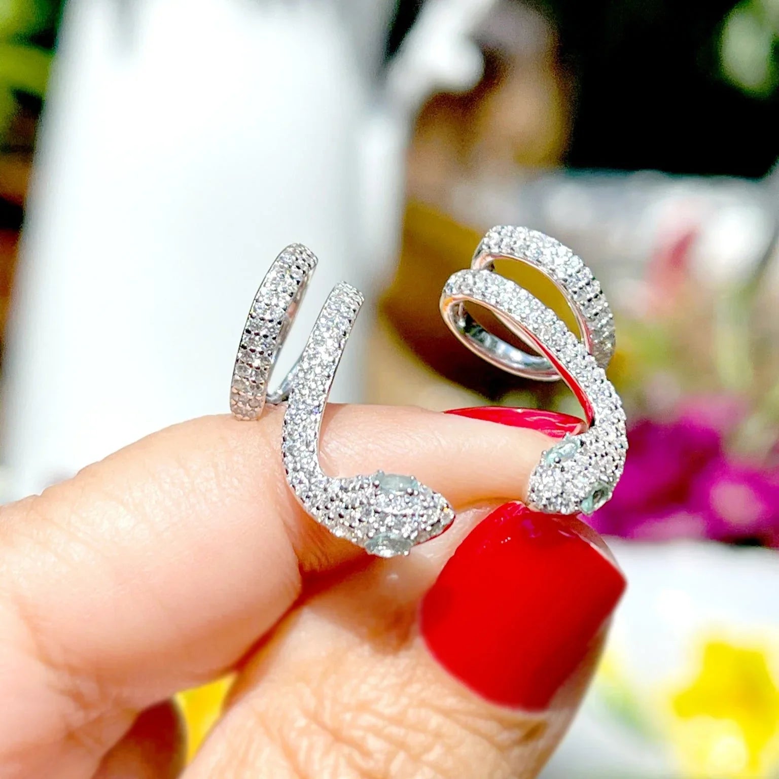 PARAIBA ZIRCONIA SNAKE LORENA EARRING | 925 QUEEN | BRAINSTORM JEWELRY - Brainstorm Jewelry