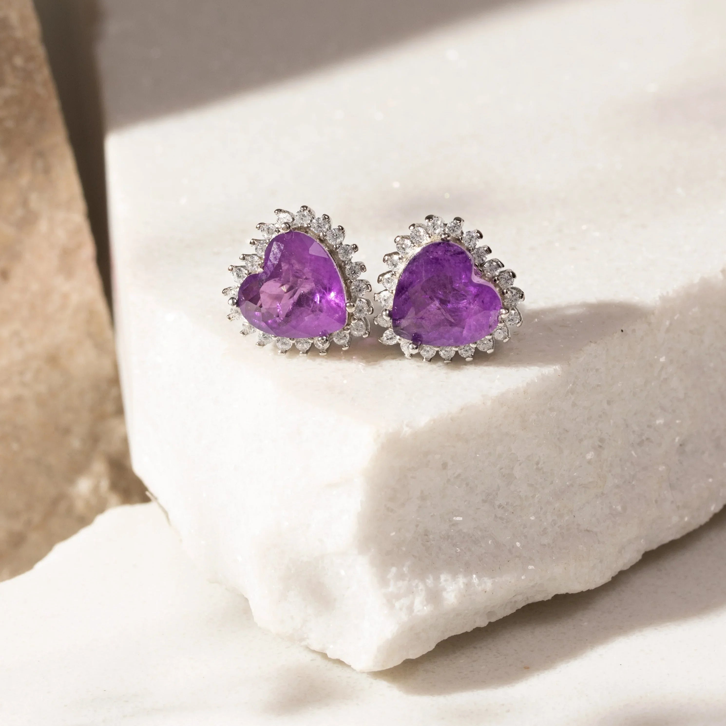 FUSION AMETHYST HEART ELIZABETH EARRING | SILVER | 925 QUEEN | BRAINSTORM JEWELRY - Brainstorm Jewelry