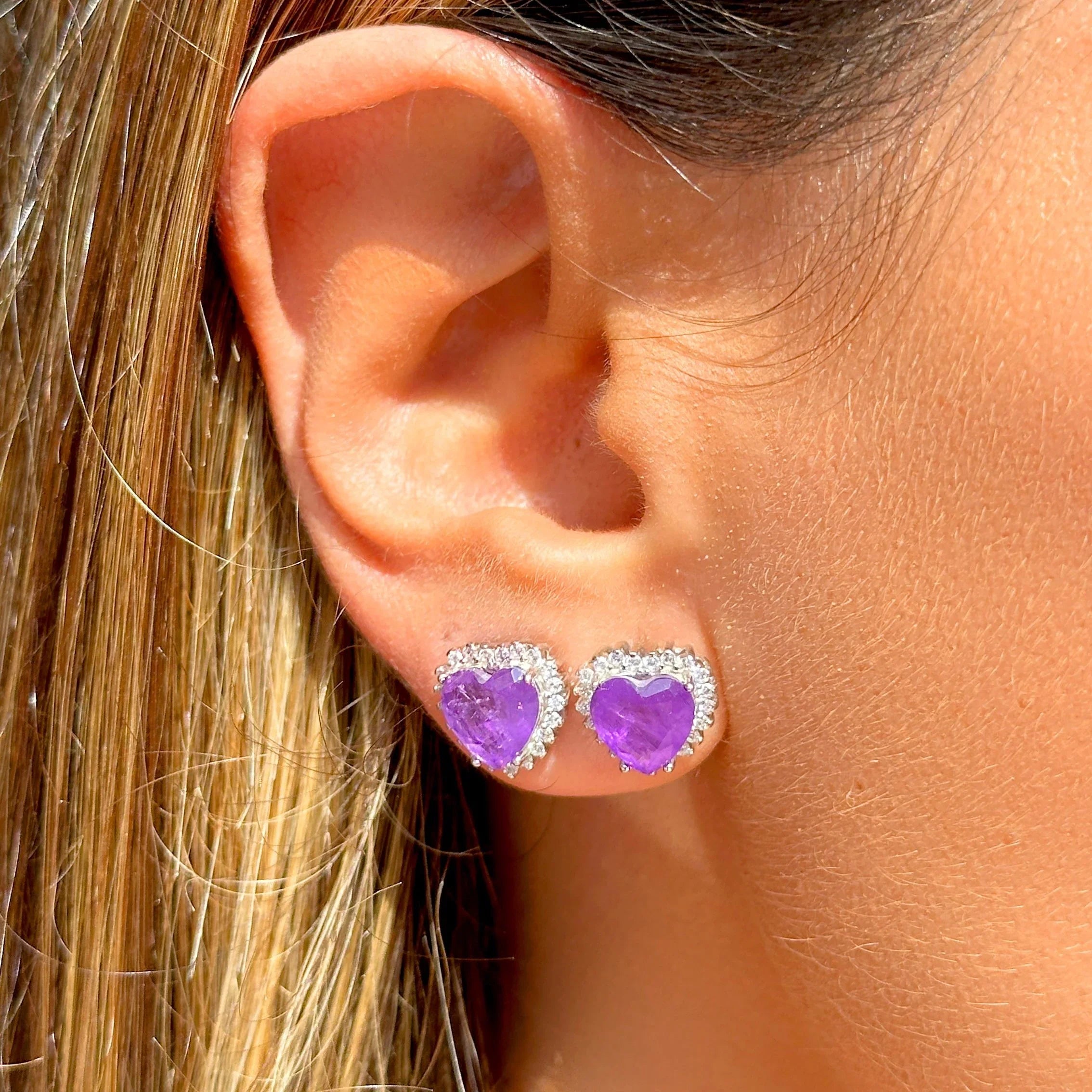 FUSION AMETHYST HEART ELIZABETH EARRING | SILVER | 925 QUEEN | BRAINSTORM JEWELRY - Brainstorm Jewelry