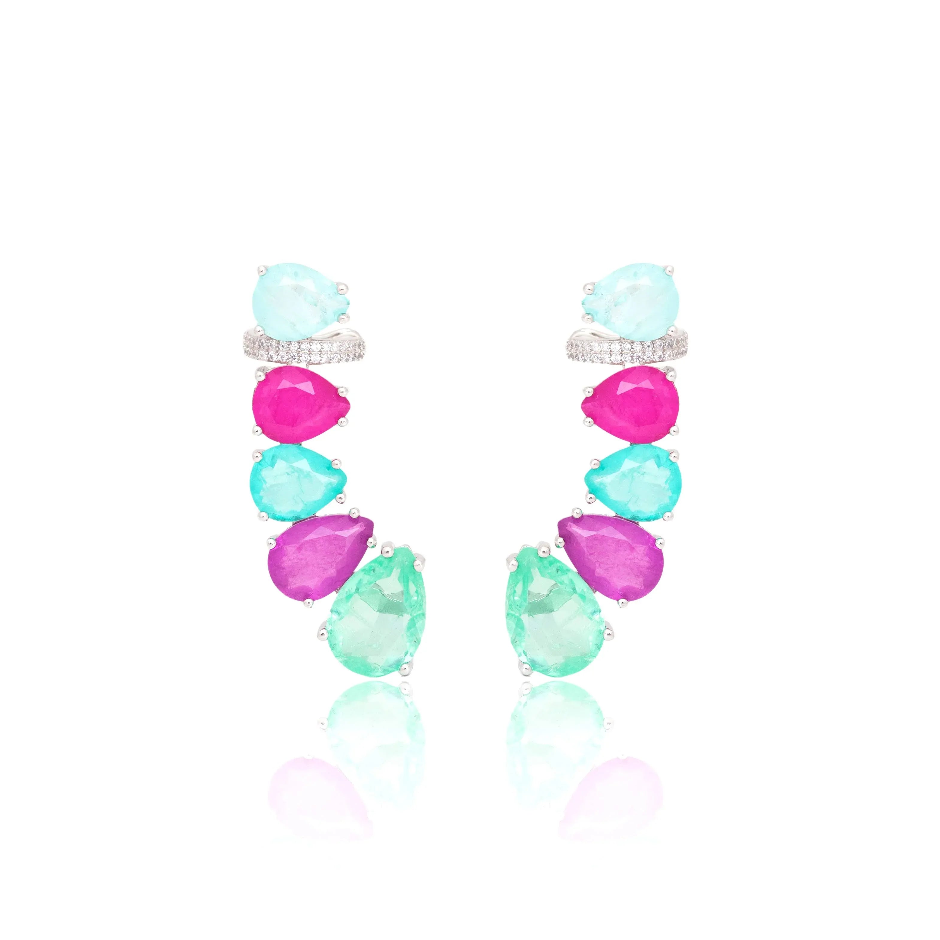 FUSION EMERALD, AMETHYST AND TOURMALINE ANGELICA EARRING | SILVER | 925 QUEEN | BRAINSTORM JEWELRY - Brainstorm Jewelry