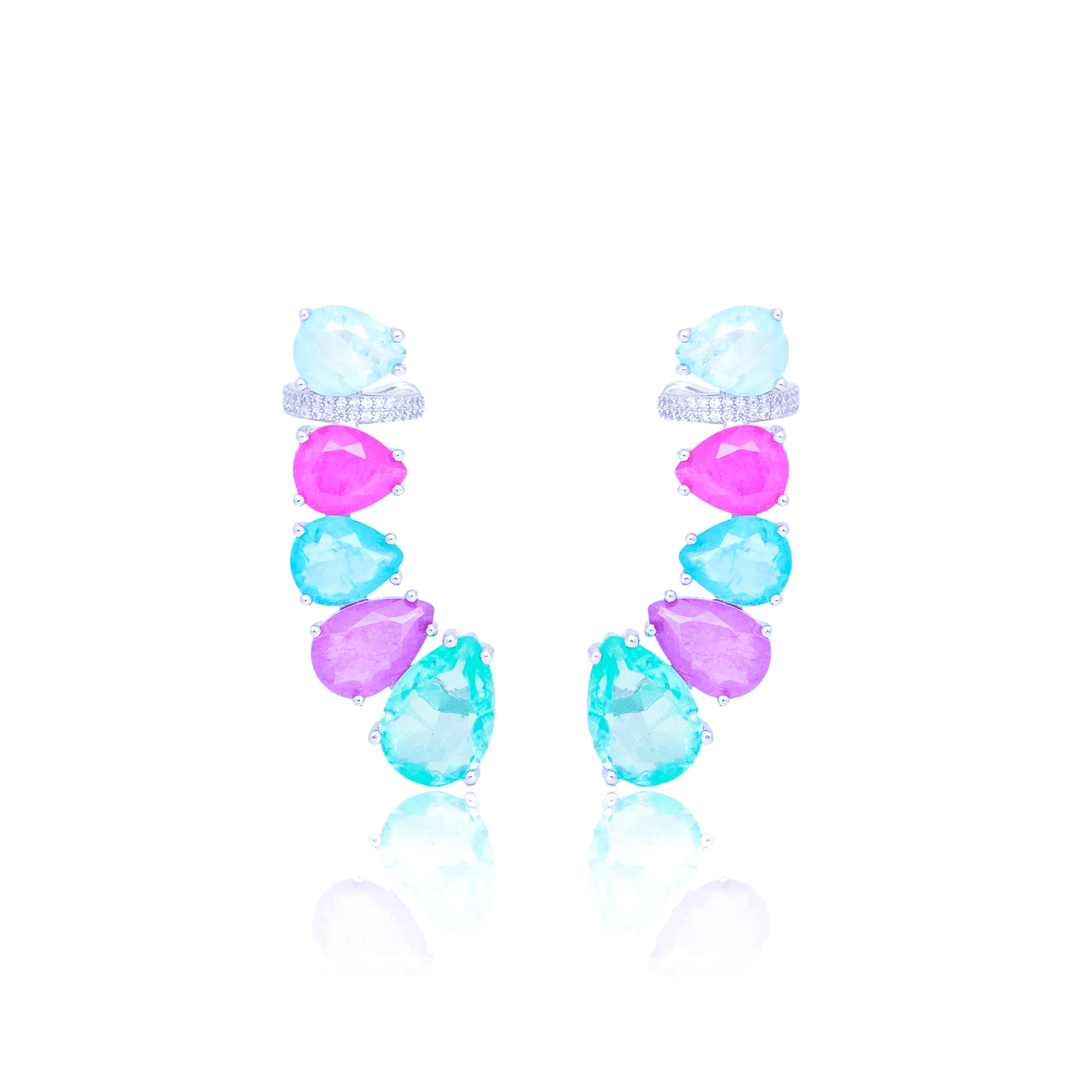 EARCUFF FUSION EMERALD, AMETHYST AND TOURMALINE ANGELICA EARRING | SILVER | 925 QUEEN | BRAINSTORM JEWELRY