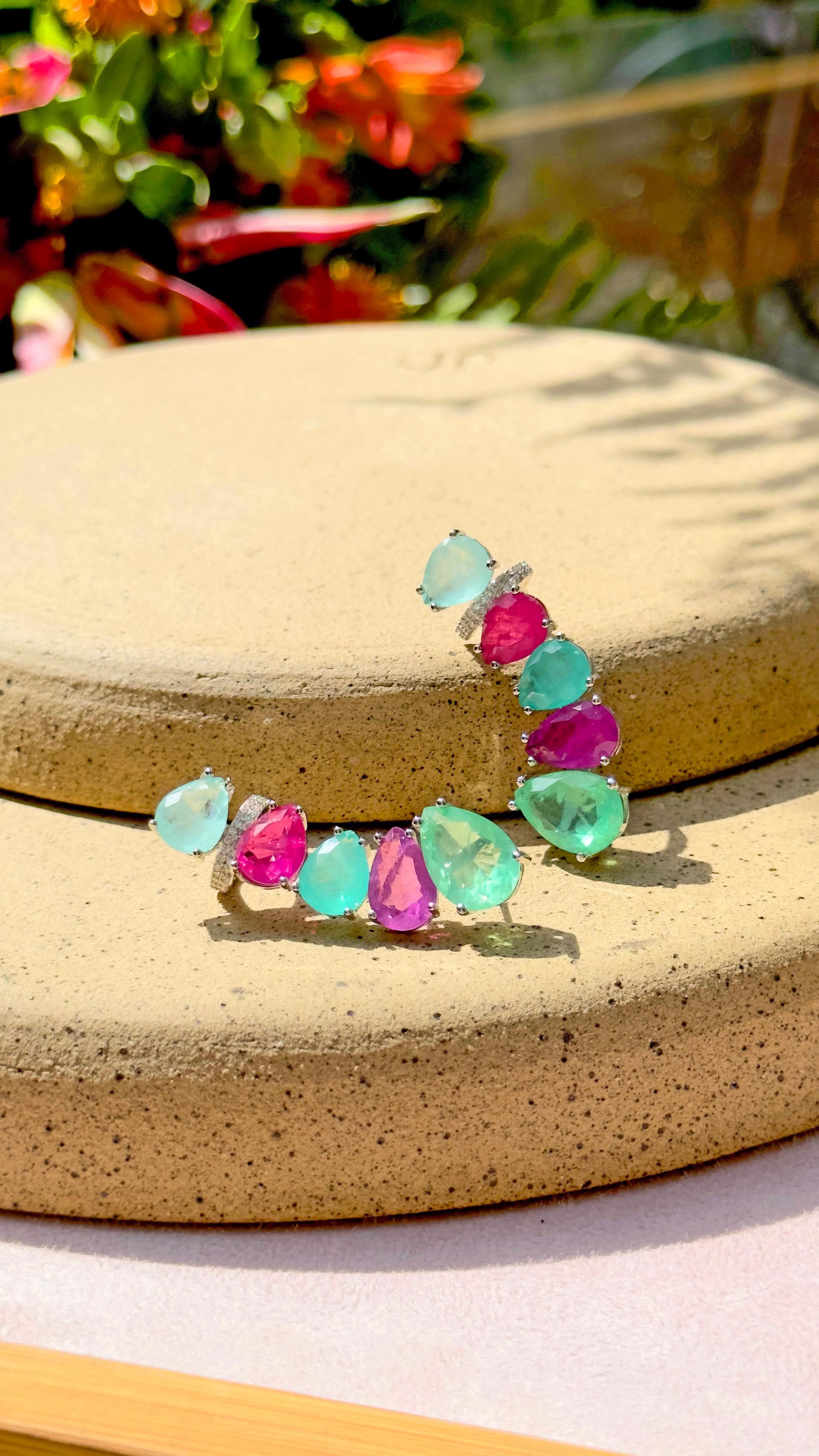 FUSION EMERALD, AMETHYST AND TOURMALINE ANGELICA EARRING | SILVER | 925 QUEEN | BRAINSTORM JEWELRY - Brainstorm Jewelry