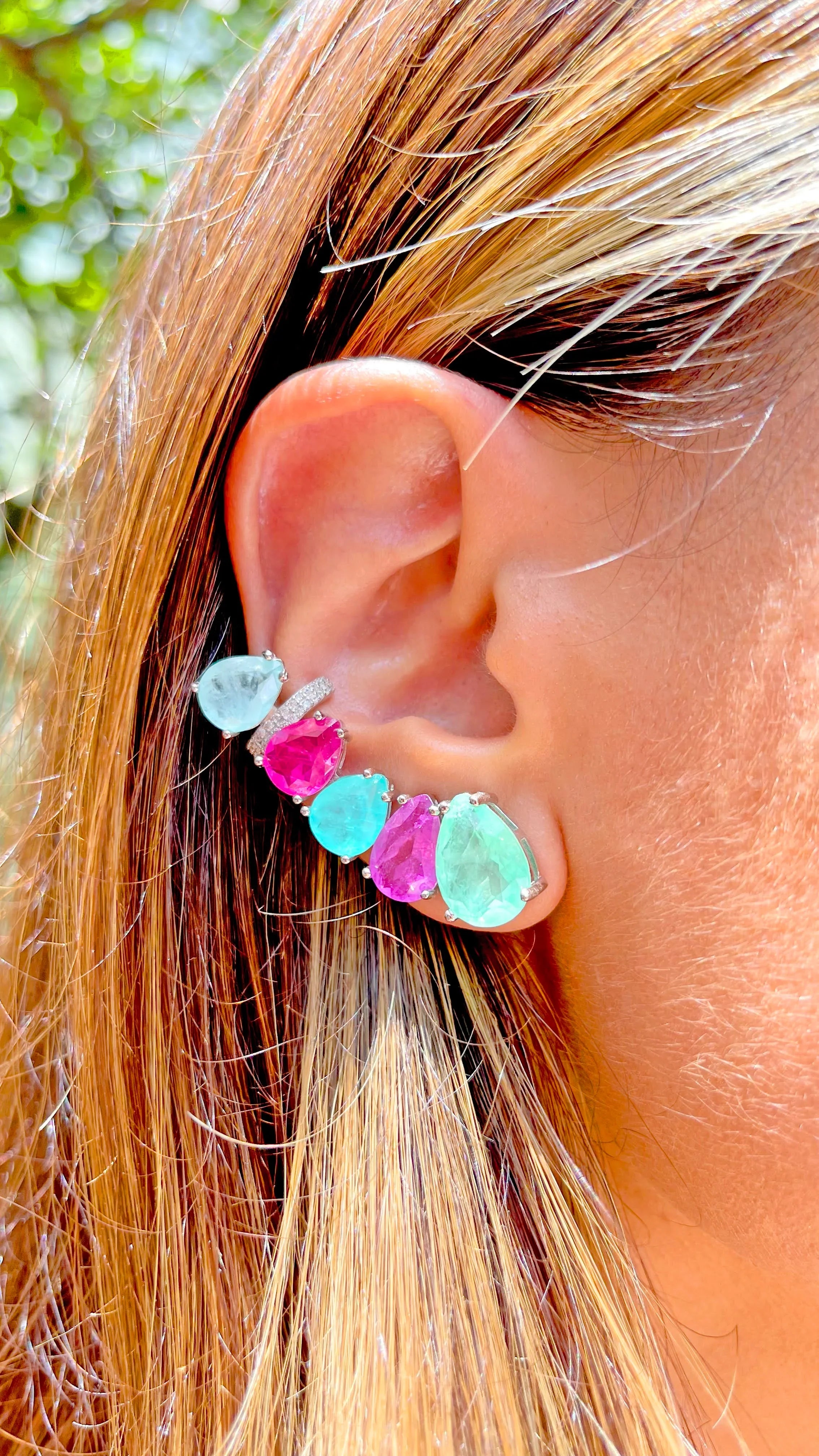 FUSION EMERALD, AMETHYST AND TOURMALINE ANGELICA EARRING | SILVER | 925 QUEEN | BRAINSTORM JEWELRY - Brainstorm Jewelry