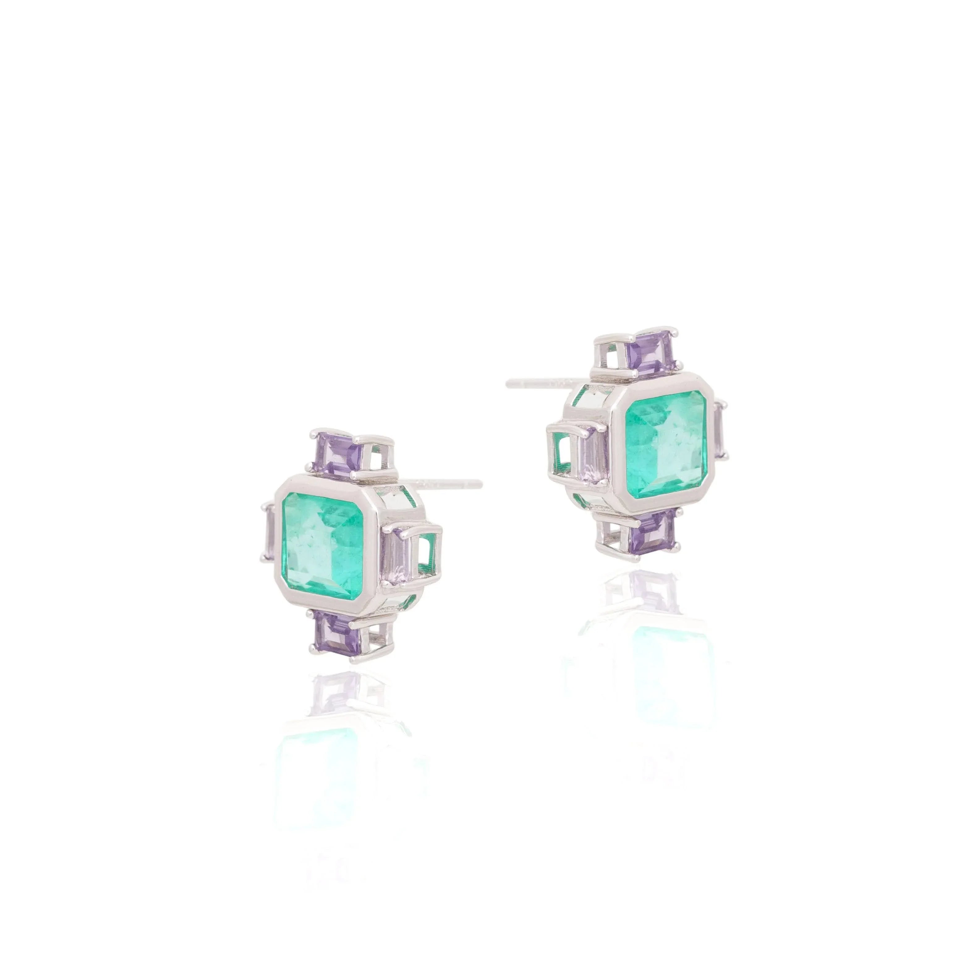 TOURMALINE AND AMETHYST SARAH EARRING| SILVER | 925 QUEEN | BRAINSTORM JEWELRY - Brainstorm Jewelry