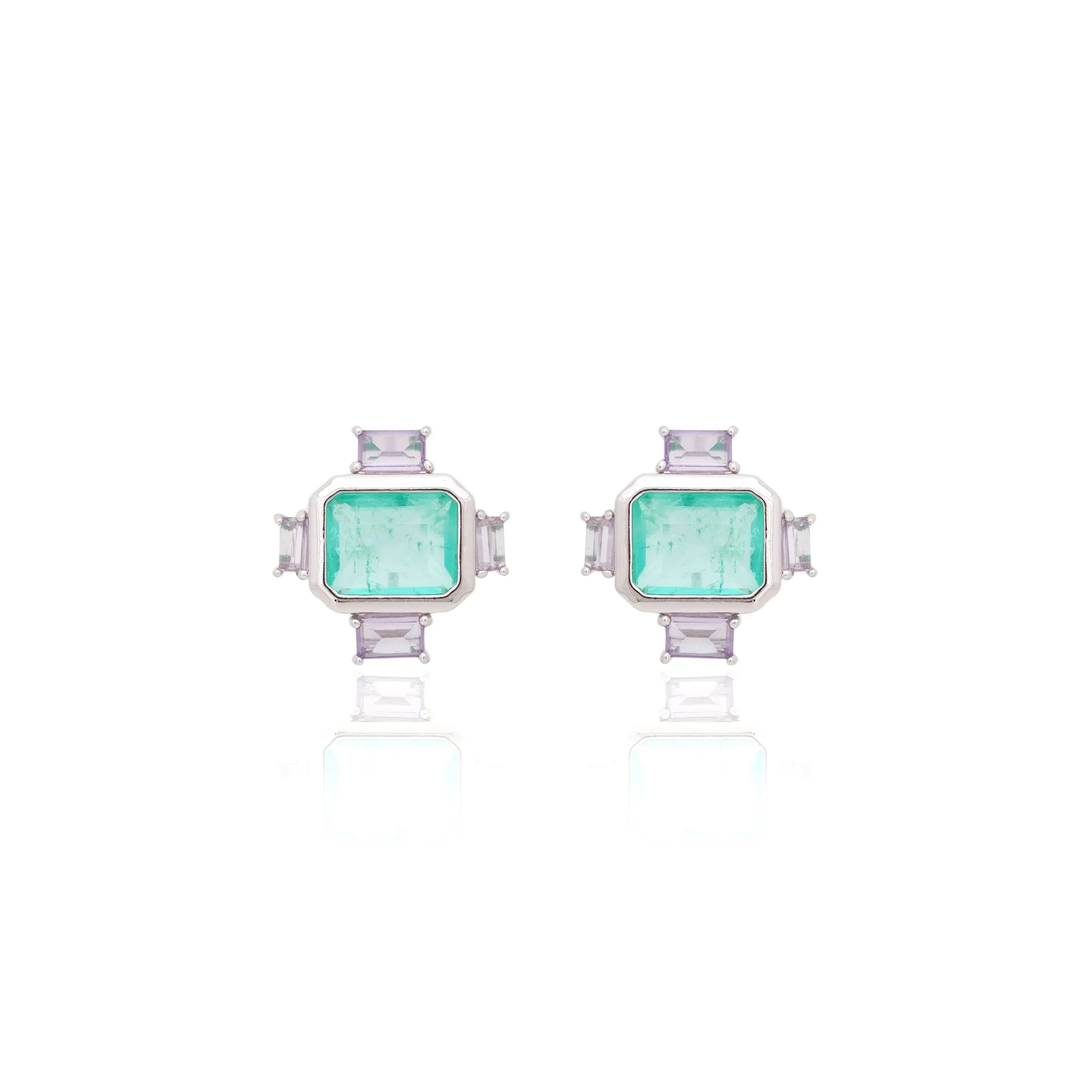 TOURMALINE AND AMETHYST SARAH EARRING| SILVER | 925 QUEEN | BRAINSTORM JEWELRY - Brainstorm Jewelry