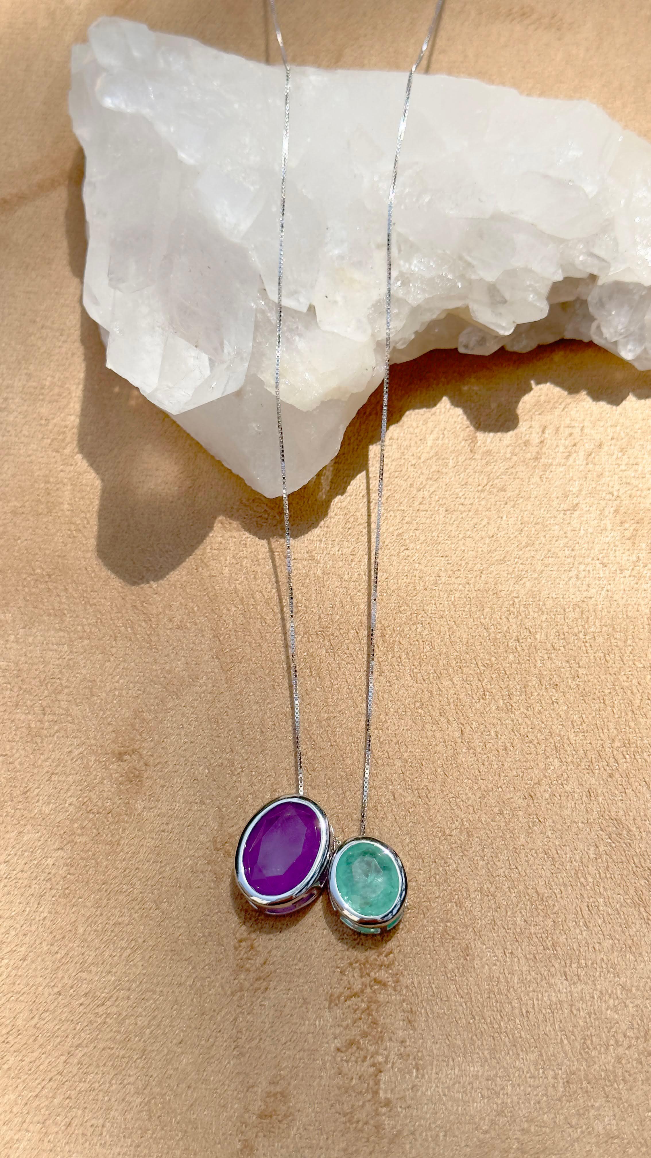 AMETHYST AND TOURMALINE SCARLETT NECKLACE | SILVER | 925 QUEEN | BRAINSTORM JEWELRY - Brainstorm Jewelry
