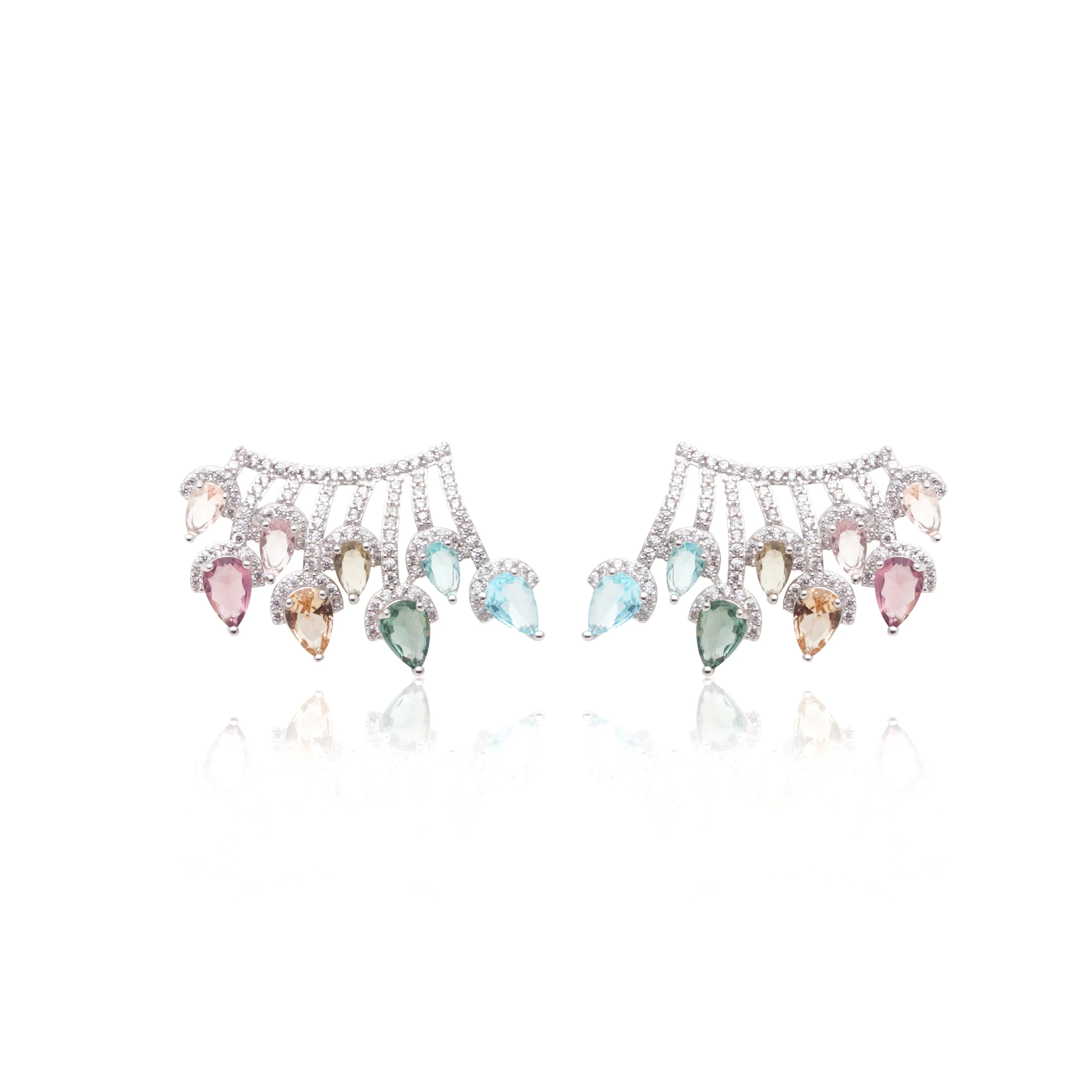 FUSION TOPAZ, AMETHYST AND MORGANITE DROP KAROL EARRING| SILVER | 925 QUEEN | BRAINSTORM JEWELRY - Brainstorm Jewelry