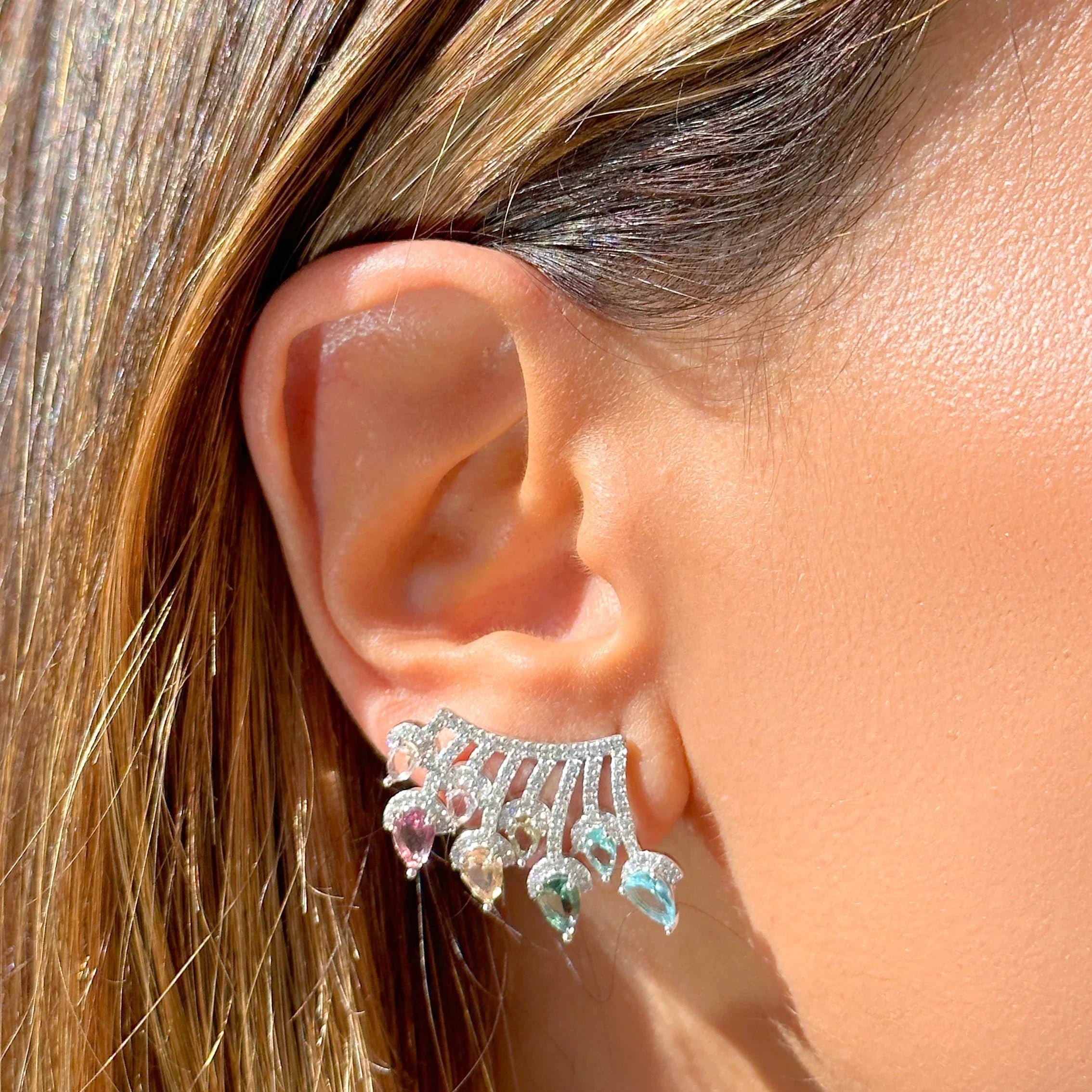 FUSION TOPAZ, AMETHYST AND MORGANITE DROP KAROL EARRING| SILVER | 925 QUEEN | BRAINSTORM JEWELRY - Brainstorm Jewelry