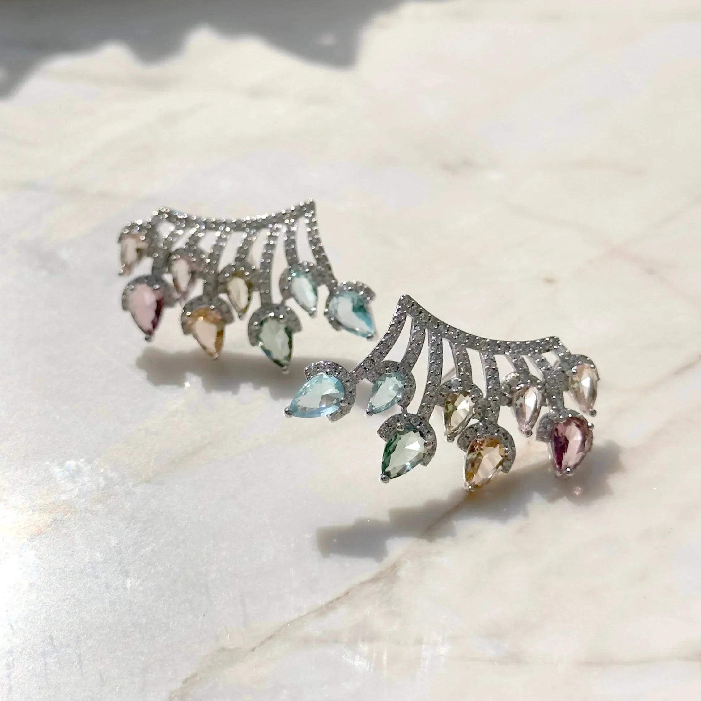 FUSION TOPAZ, AMETHYST AND MORGANITE DROP KAROL EARRING| SILVER | 925 QUEEN | BRAINSTORM JEWELRY - Brainstorm Jewelry