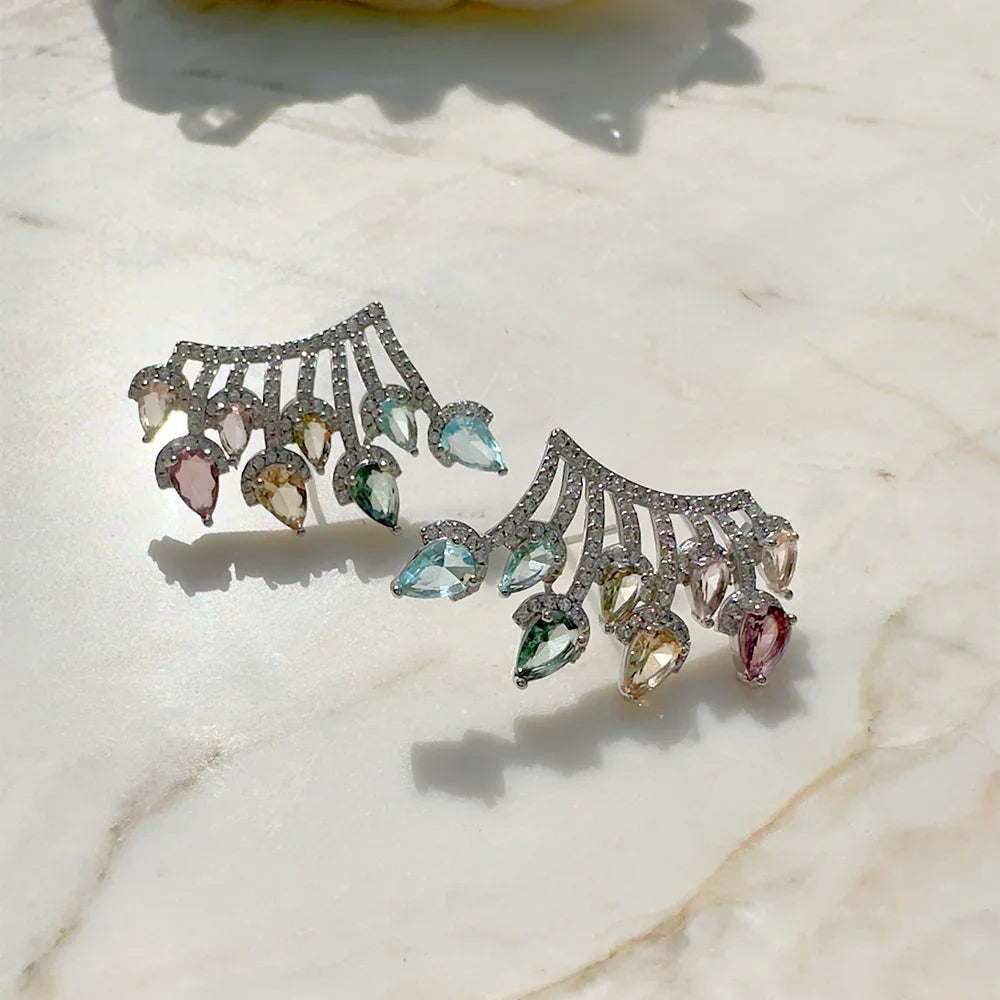 FUSION TOPAZ, AMETHYST AND MORGANITE DROP KAROL EARRING| SILVER | 925 QUEEN | BRAINSTORM JEWELRY - Brainstorm Jewelry
