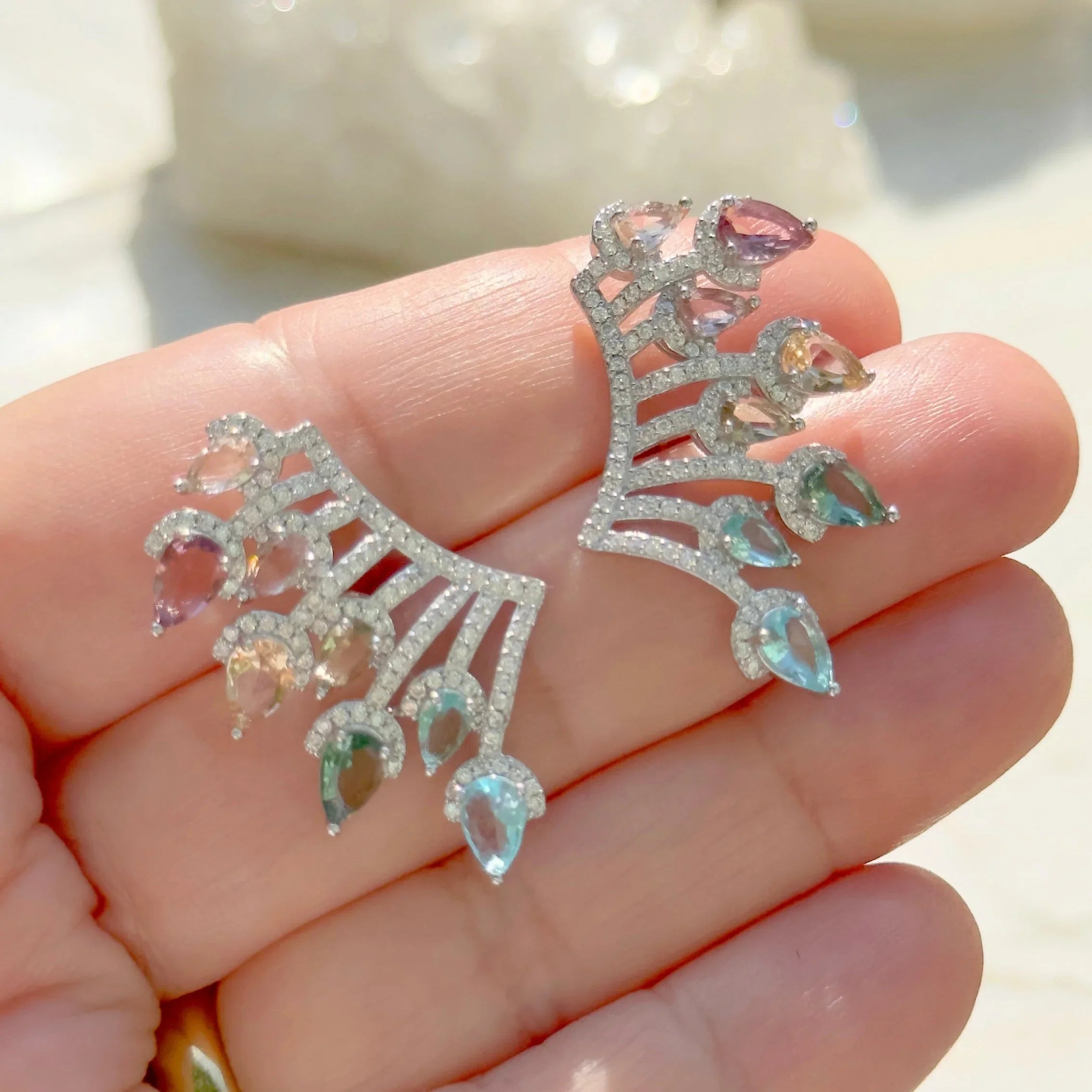 FUSION TOPAZ, AMETHYST AND MORGANITE DROP KAROL EARRING| SILVER | 925 QUEEN | BRAINSTORM JEWELRY - Brainstorm Jewelry