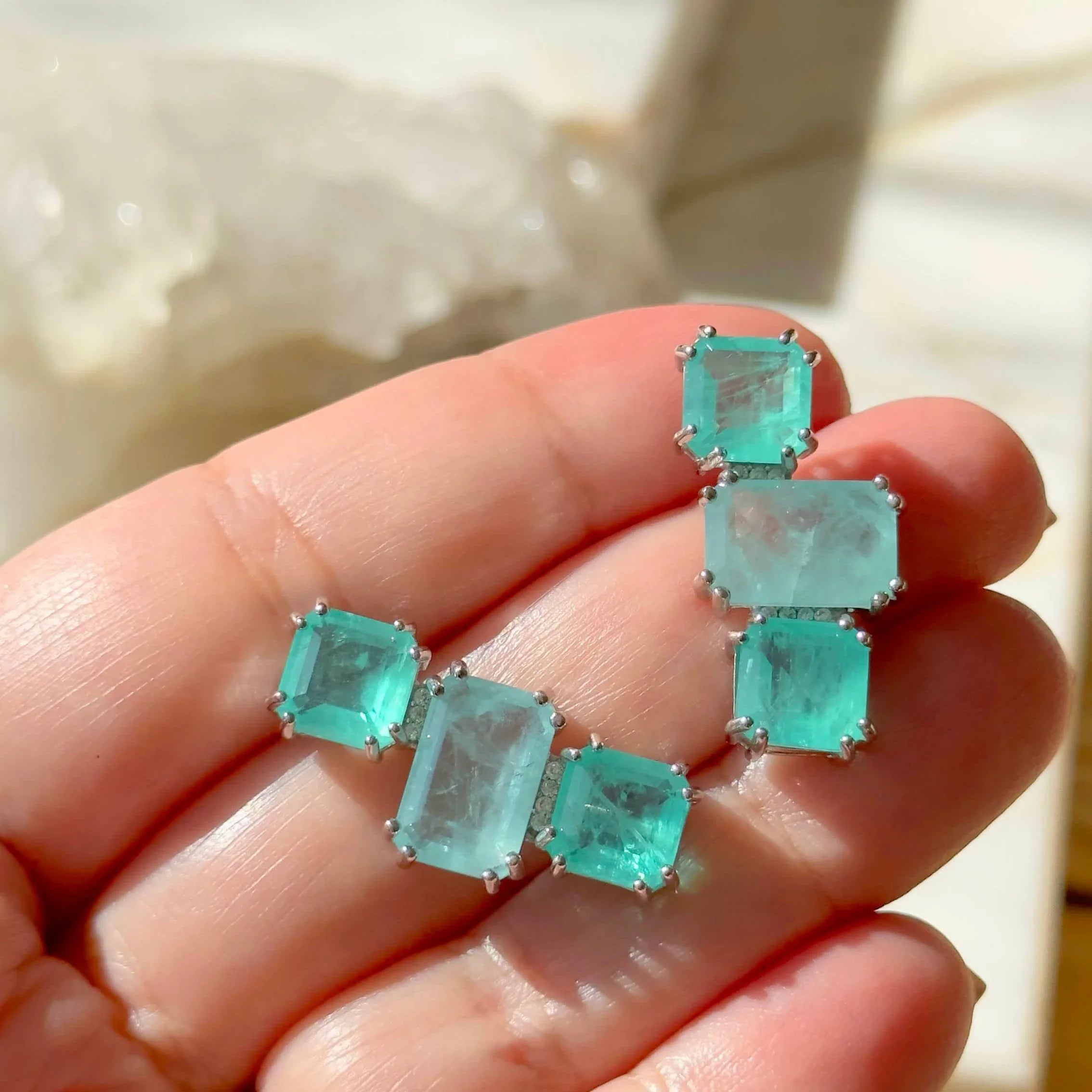 FUSION TOURMALINE THREE LEVELS STELLA EARRING | SILVER | 925 QUEEN | BRAINSTORM JEWELRY - Brainstorm Jewelry