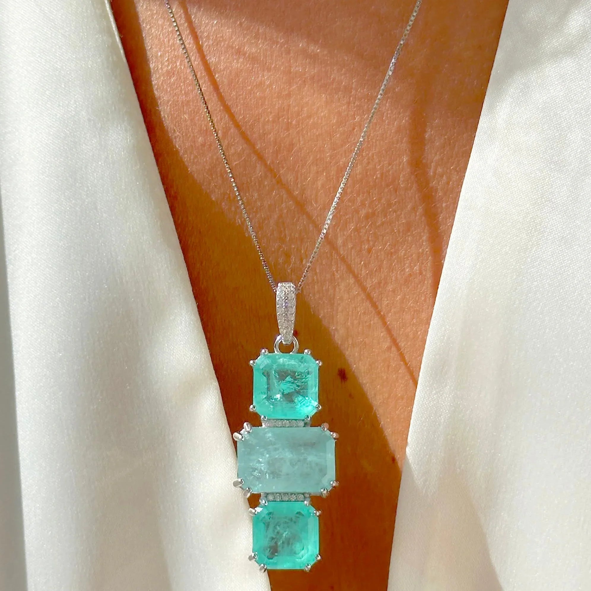 TOURMALINE THREE LEVELS STELLA NECKLACE | SILVER | 925 QUEEN | BRAINSTORM JEWELRY - Brainstorm Jewelry