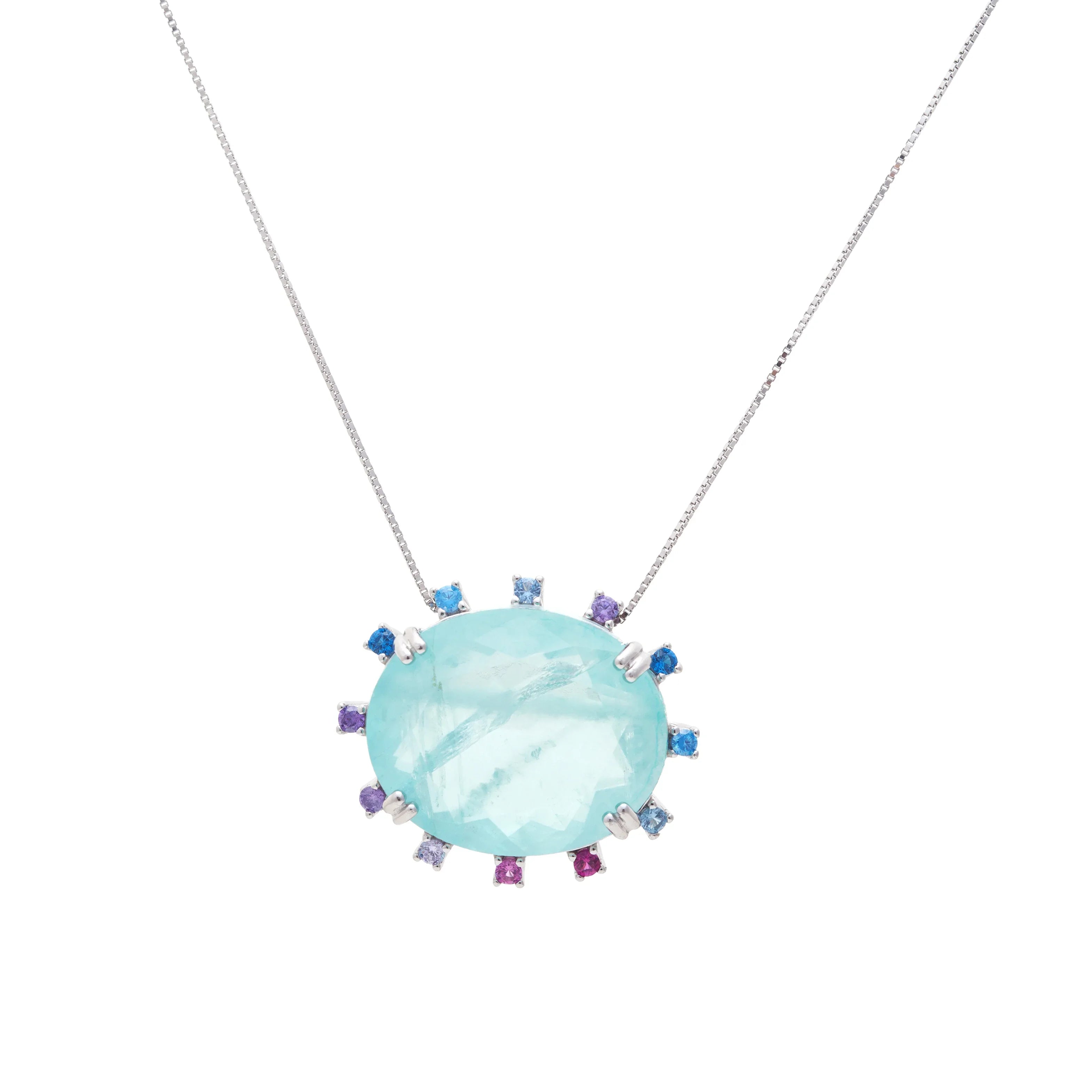 TOURMALINE,TOPAZ, ROSE QUARTZ AND BLUE CRYSTAL GIANA NECKLACE | SILVER | 925 QUEEN | BRAINSTORM JEWELRY - Brainstorm Jewelry