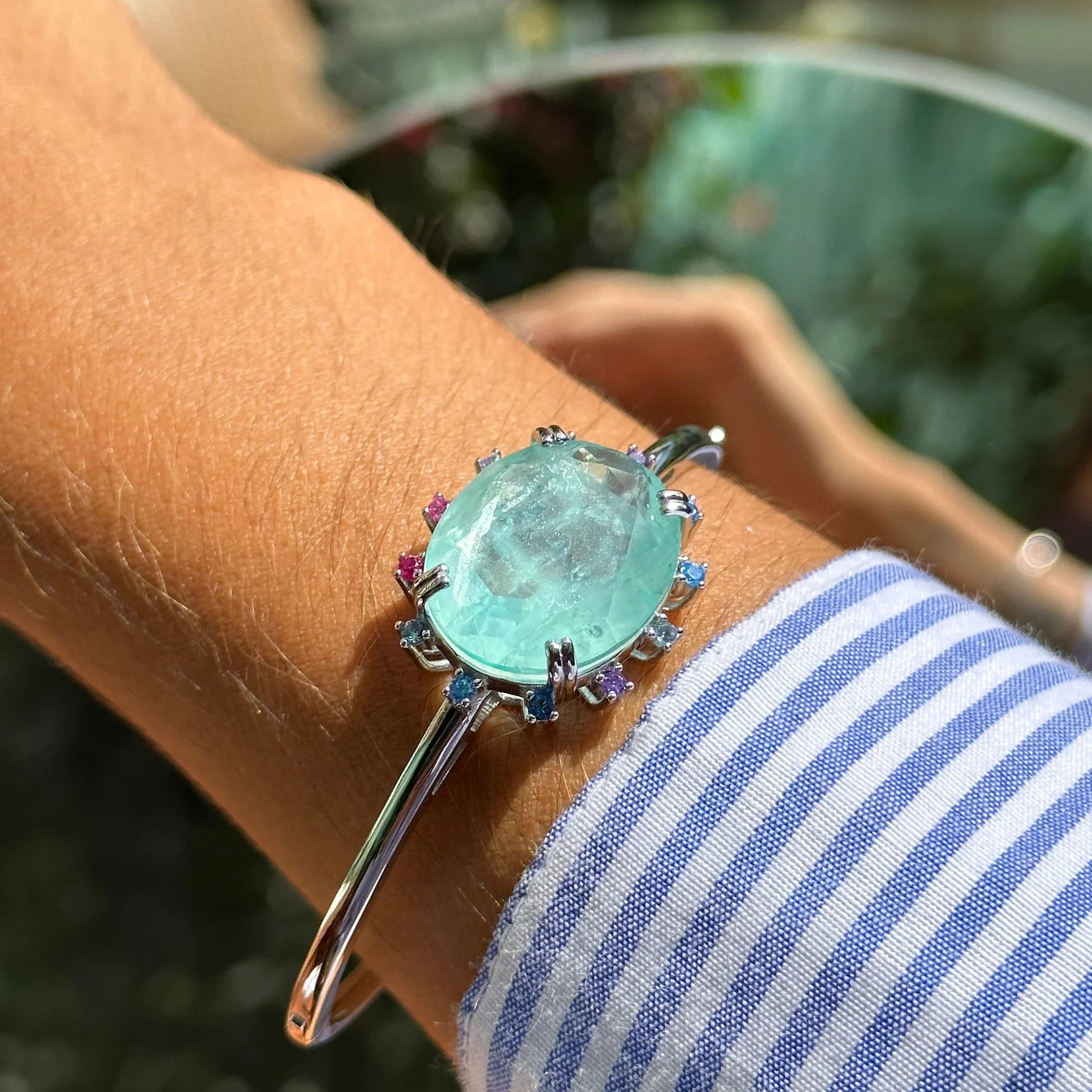 TOURMALINE,TOPAZIO, ROSE QUARTZ AND BLUE CRYSTAL GIANA BRACELET | SILVER | 925 QUEEN | BRAINSTORM JEWELRY - Brainstorm Jewelry