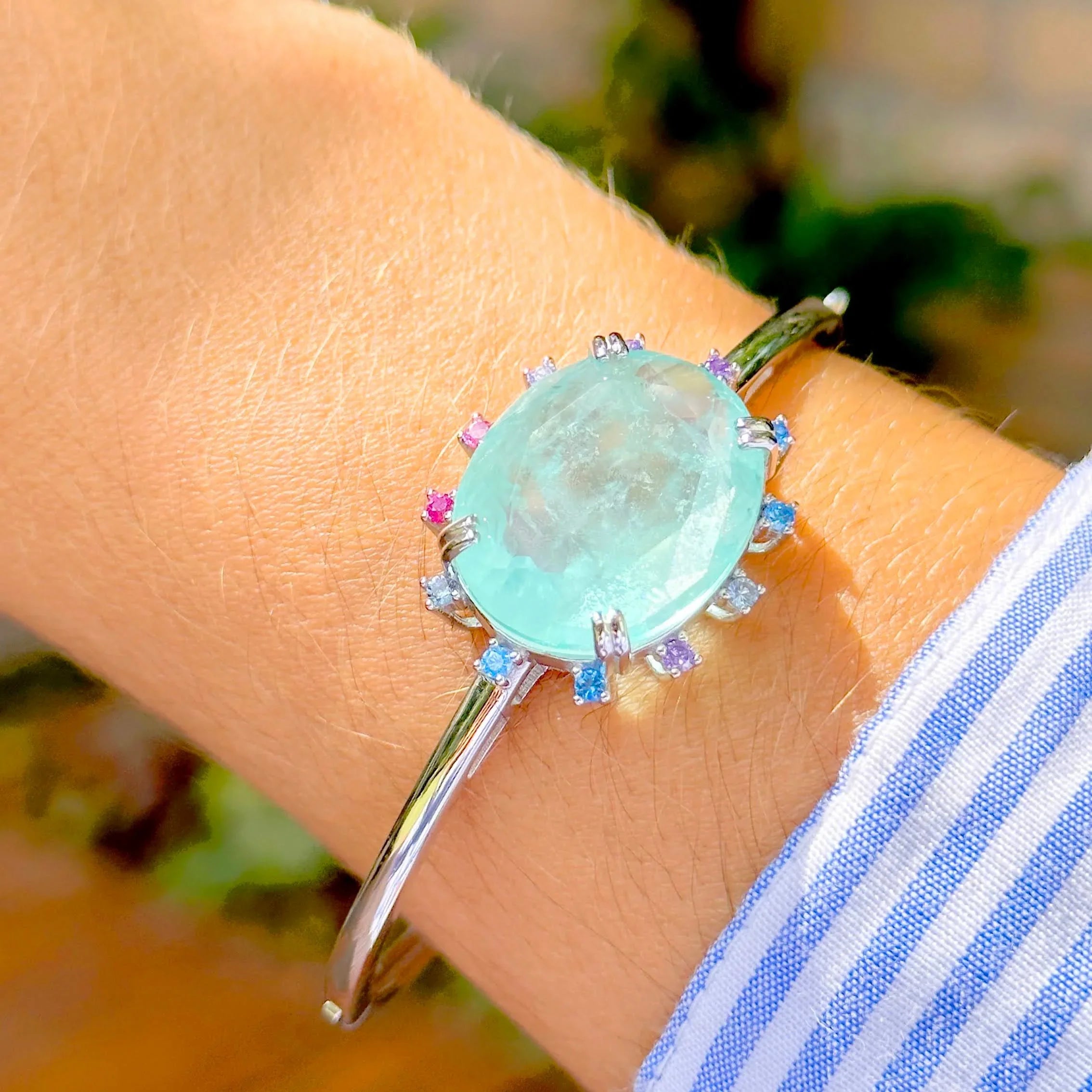 TOURMALINE,TOPAZIO, ROSE QUARTZ AND BLUE CRYSTAL GIANA BRACELET | SILVER | 925 QUEEN | BRAINSTORM JEWELRY - Brainstorm Jewelry