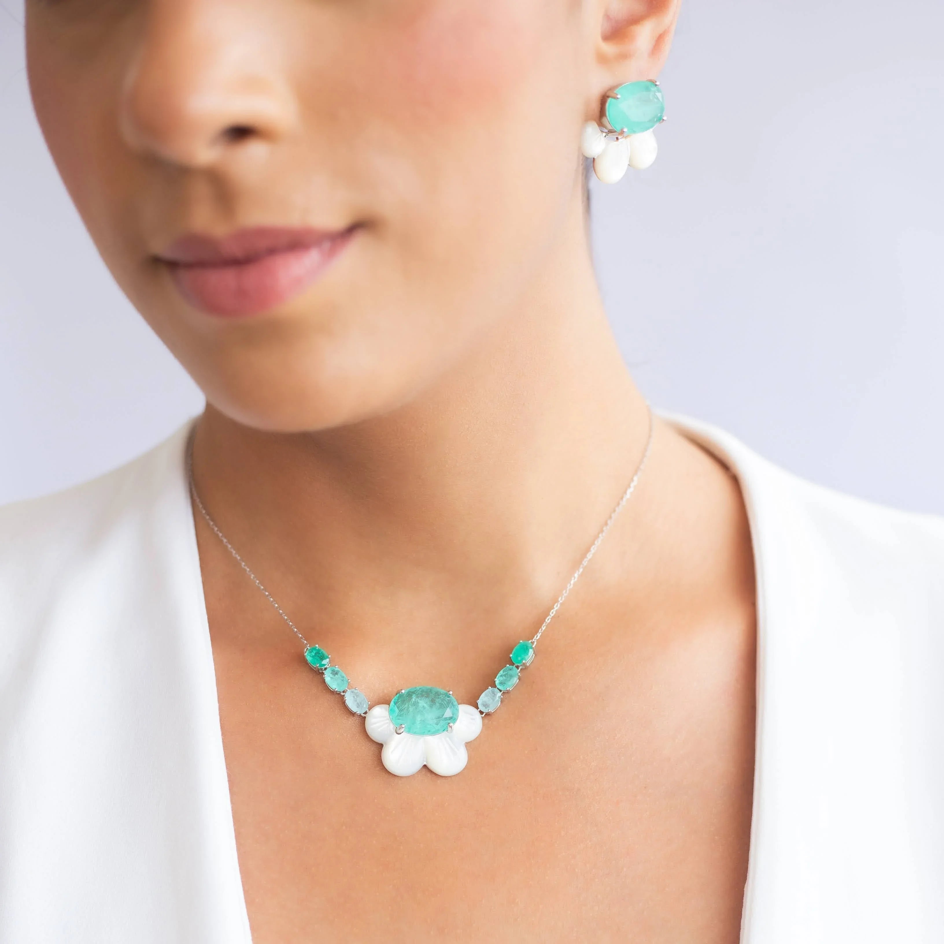 TOURMALINE AND MOTHER OF PEARL ALICE NECKLACE| SILVER | 925 QUEEN | BRAINSTORM JEWELRY - Brainstorm Jewelry