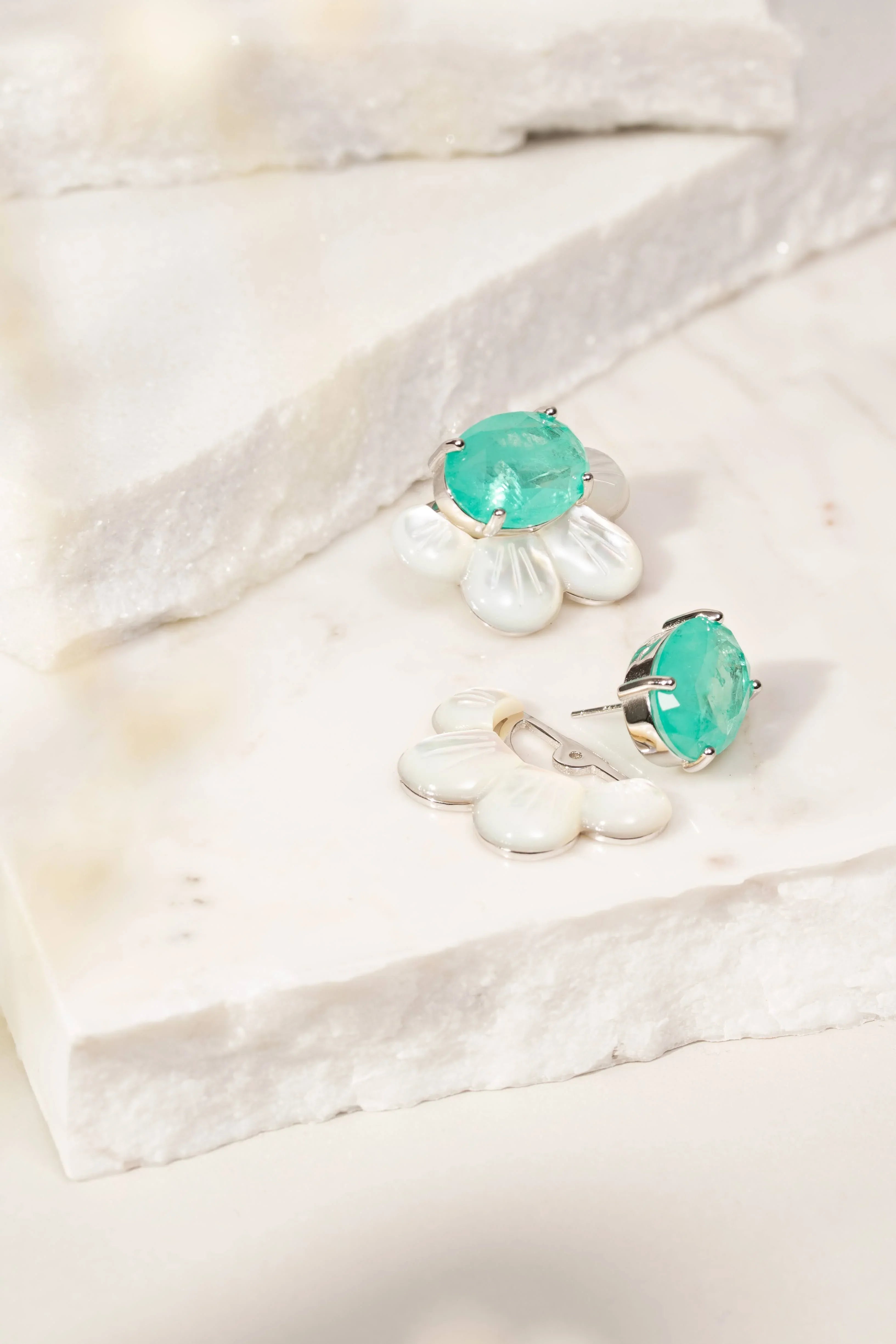 TOURMALINE AND MOTHER OF PEARL ALICE EARRING | SILVER | 925 QUEEN | BRAINSTORM JEWELRY - Brainstorm Jewelry