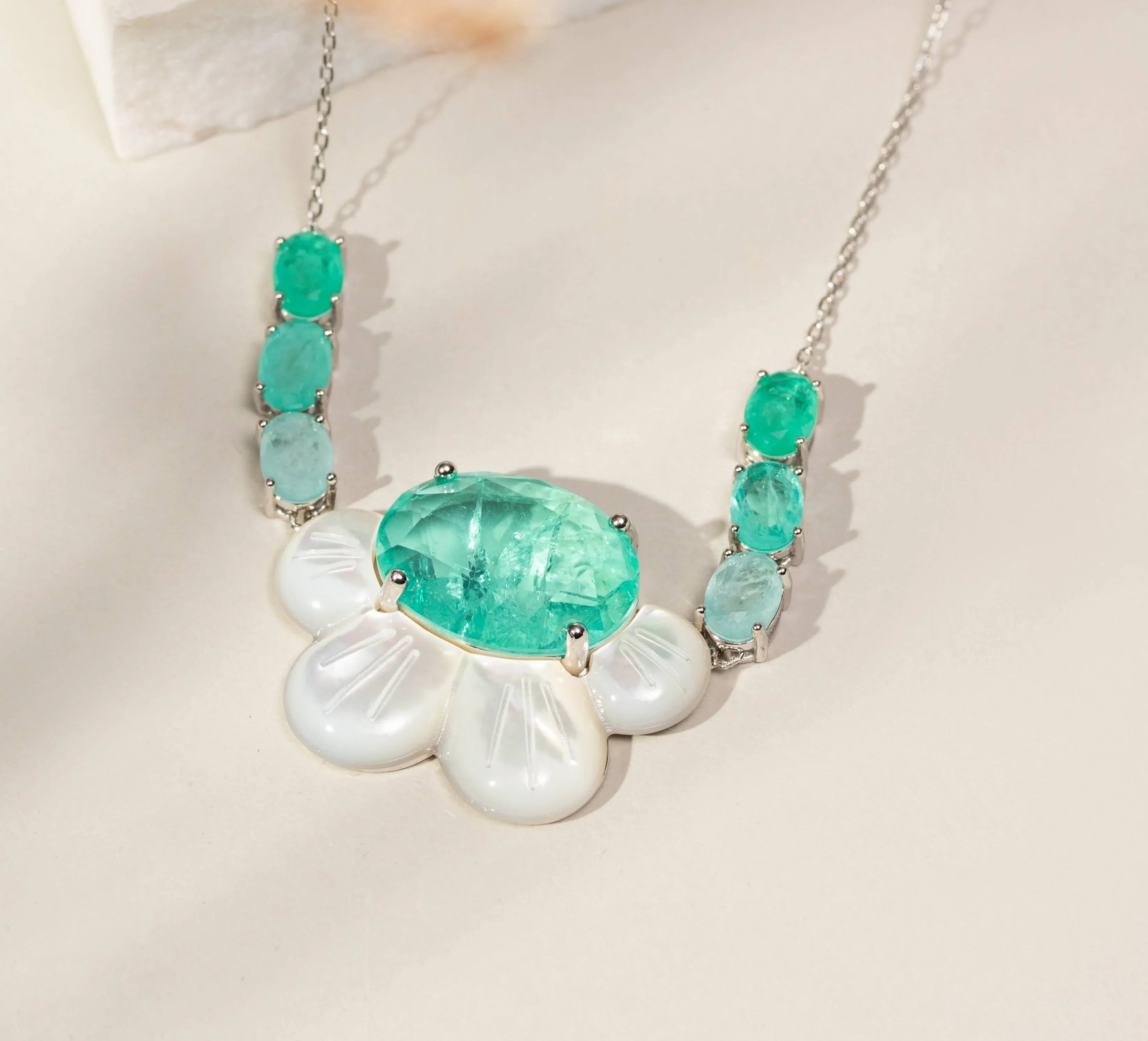 TOURMALINE AND MOTHER OF PEARL ALICE NECKLACE| SILVER | 925 QUEEN | BRAINSTORM JEWELRY - Brainstorm Jewelry