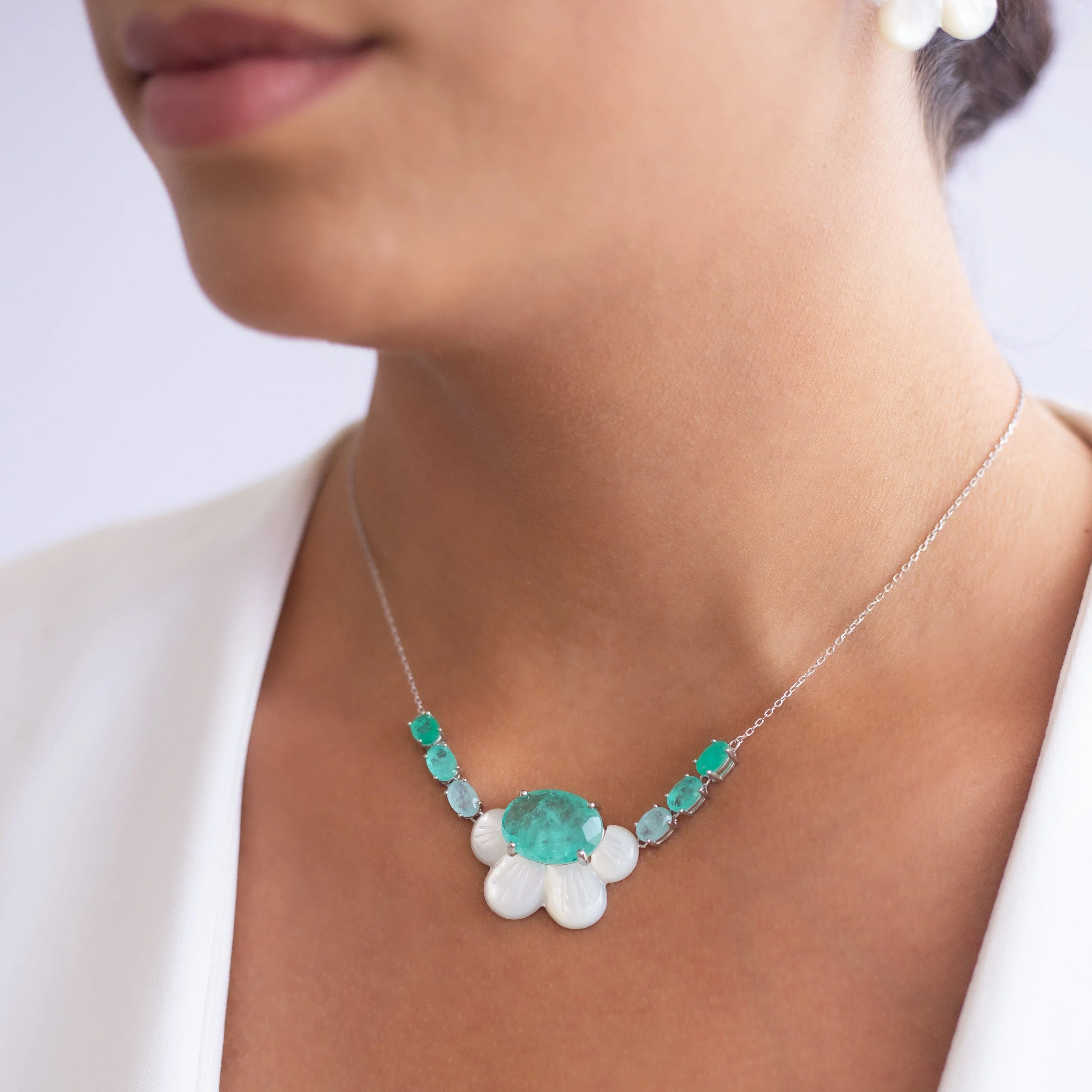 TOURMALINE AND MOTHER OF PEARL ALICE NECKLACE| SILVER | 925 QUEEN | BRAINSTORM JEWELRY - Brainstorm Jewelry