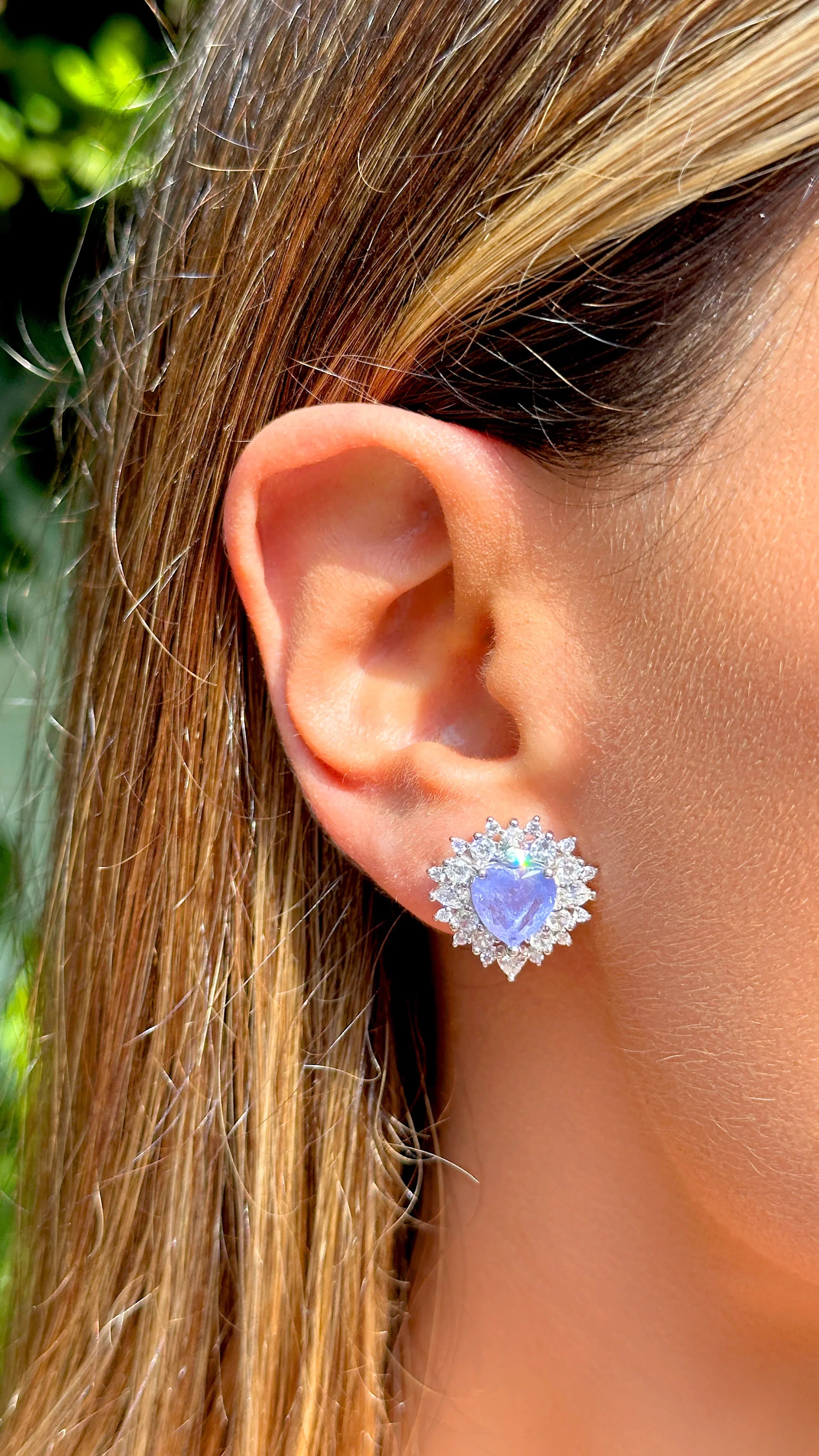 PURPLE TANZANITE AND ZIRCONIA HEART AMANDA EARRING | SILVER | 925 QUEEN | BRAINSTORM JEWELRY - Brainstorm Jewelry