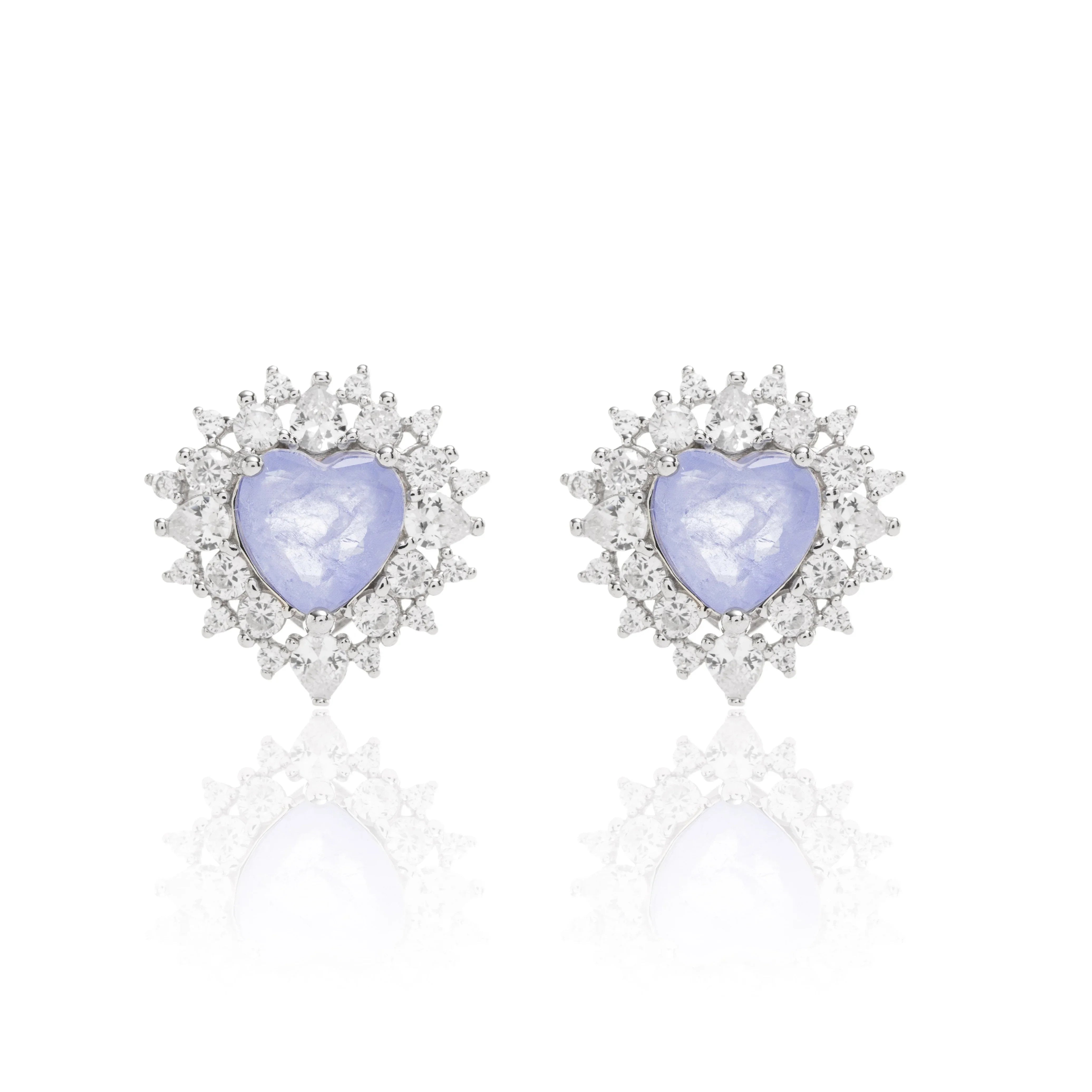 PURPLE TANZANITE AND ZIRCONIA HEART AMANDA EARRING | SILVER | 925 QUEEN | BRAINSTORM JEWELRY - Brainstorm Jewelry