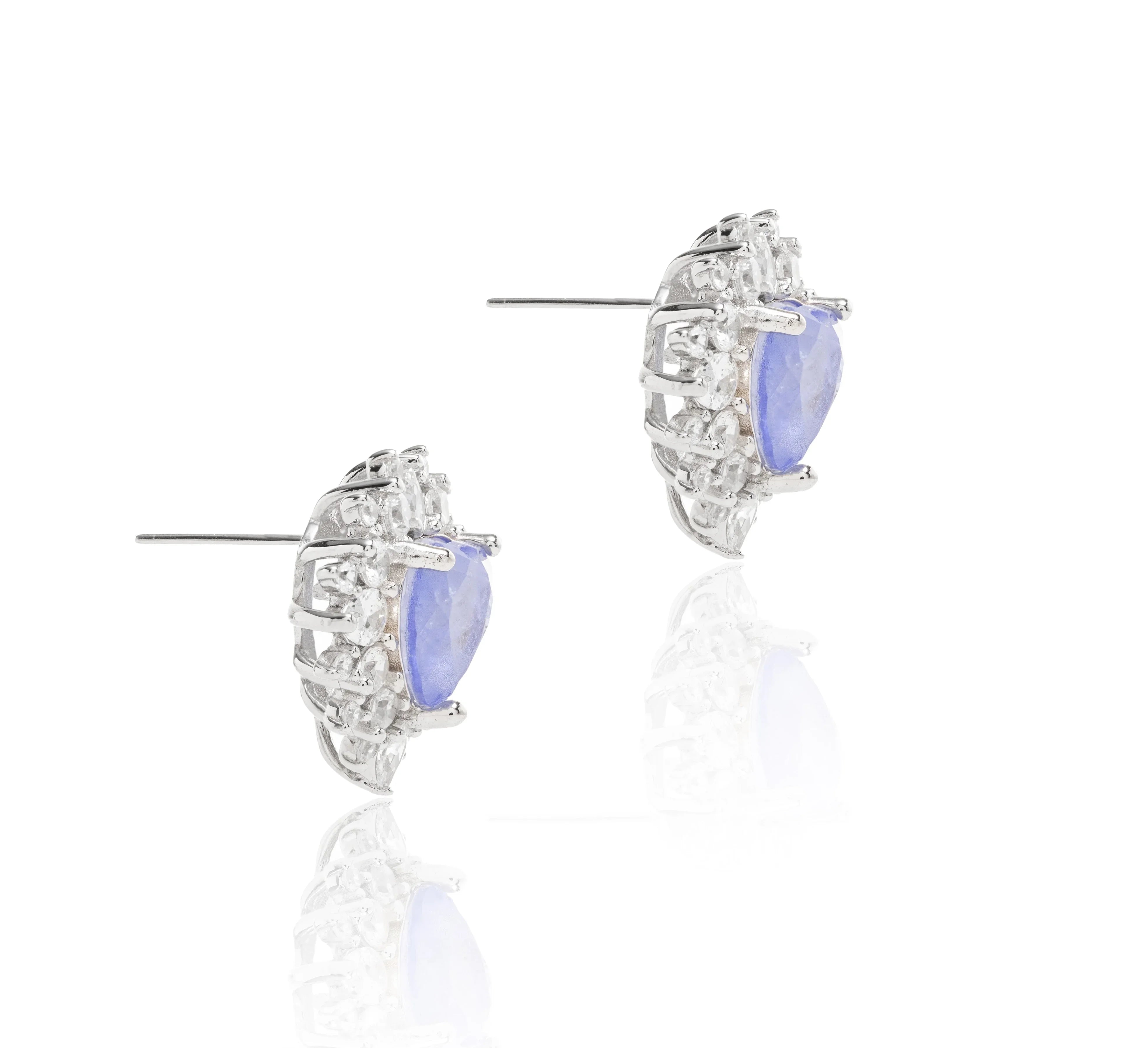 PURPLE TANZANITE AND ZIRCONIA HEART AMANDA EARRING | SILVER | 925 QUEEN | BRAINSTORM JEWELRY - Brainstorm Jewelry