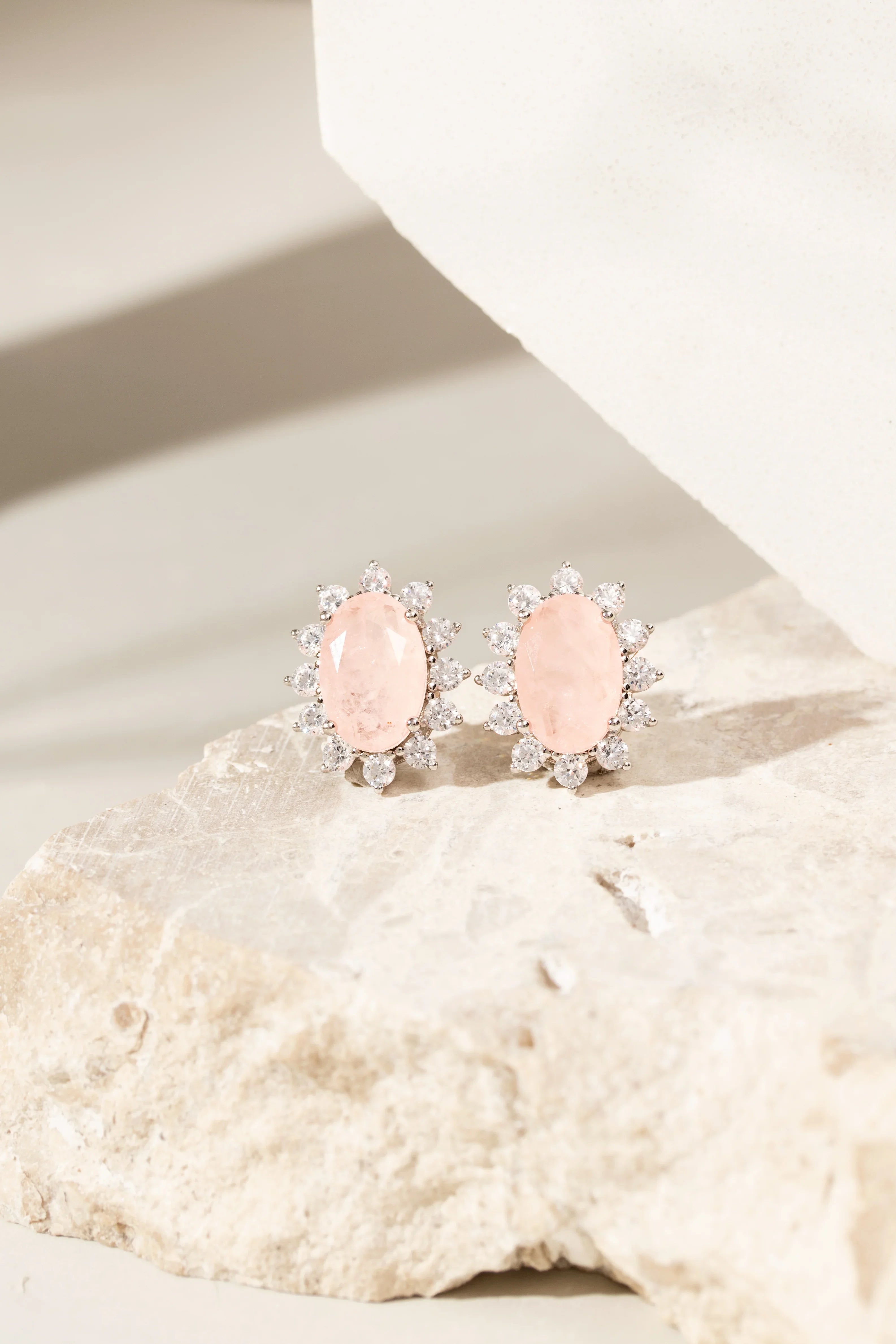 MORGANITE AND ZIRCONIA GEOVANA EARRING | SILVER | 925 QUEEN | BRAINSTORM JEWELRY - Brainstorm Jewelry