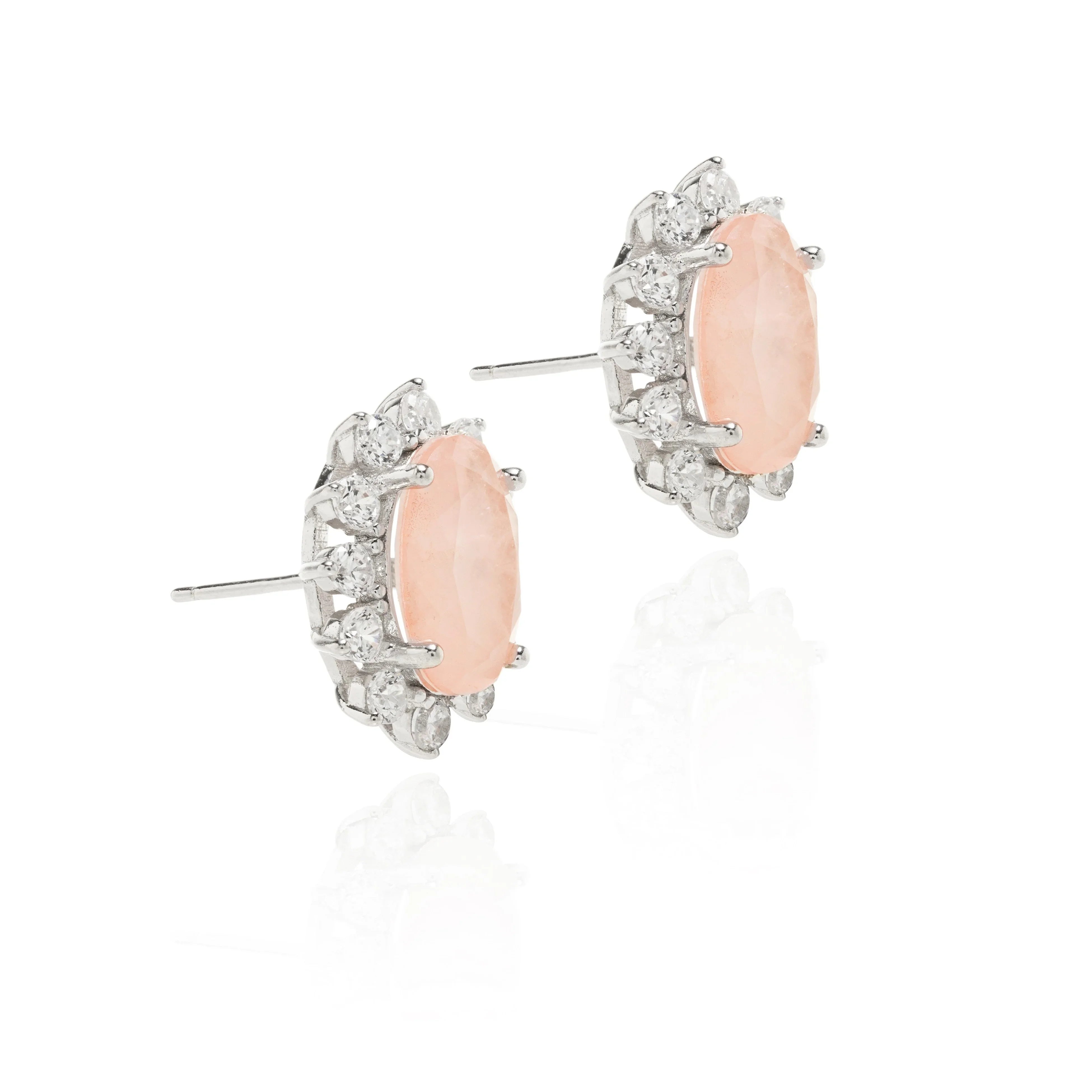 MORGANITE AND ZIRCONIA GEOVANA EARRING | SILVER | 925 QUEEN | BRAINSTORM JEWELRY - Brainstorm Jewelry