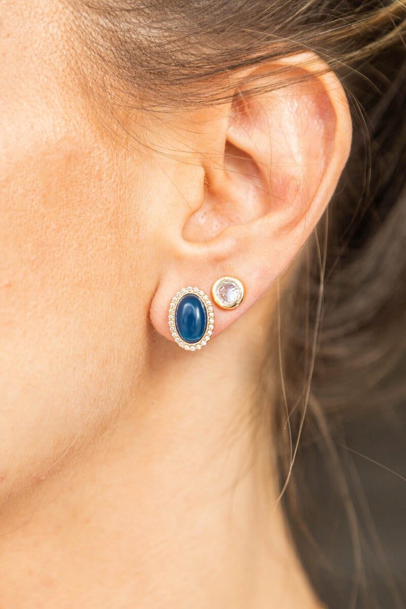 BRINCO SOHO DE QUARTZO AZUL | BANHADO A OURO | NYFW | BRAINSTORM JEWELRY