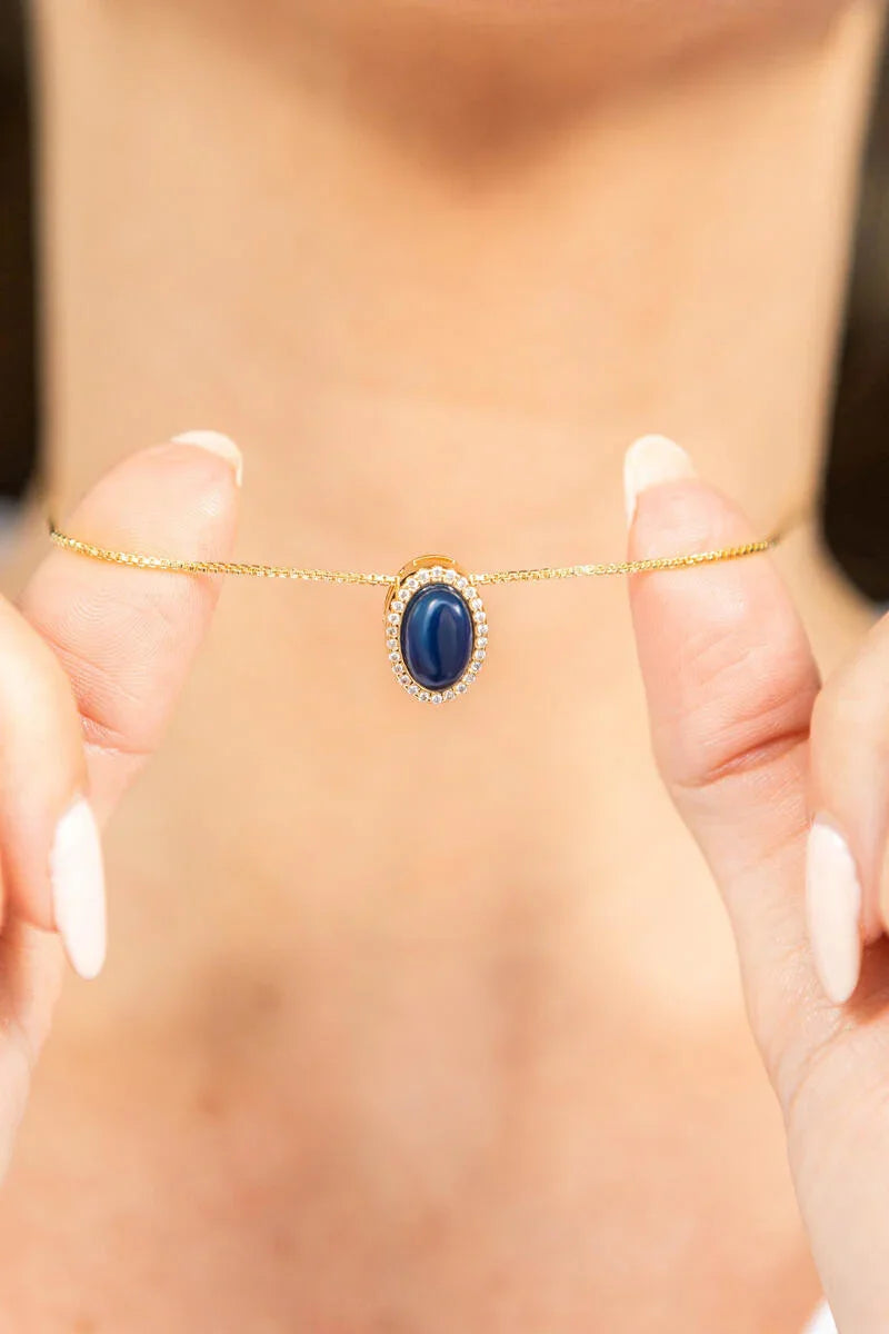 BLUE QUARTZ SOHO NECKLACE | GOLD PLATED | NYFW | BRAINSTORM JEWELRY - Brainstorm Jewelry