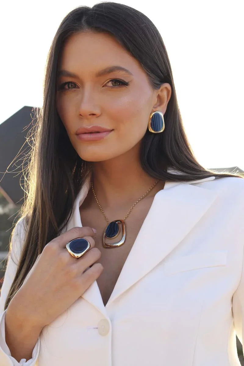 BLUE AGATE TEMPEST EARRING | GOLD PLATED | OPULENCE | BRAINSTORM JEWELRY - Brainstorm Jewelry