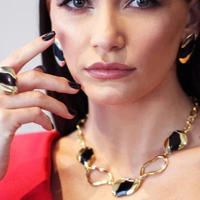 BLACK OBSIDIAN MANHATTAN EARRING | GOLD PLATED | NYFW | BRAINSTORM JEWELRY - Brainstorm Jewelry