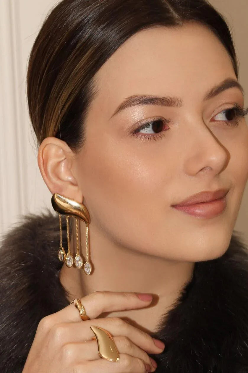 CRYSTAL ZIRCONIA EARRING - GOLD PLATED | BRAINSTORM JEWELRY - Brainstorm Jewelry