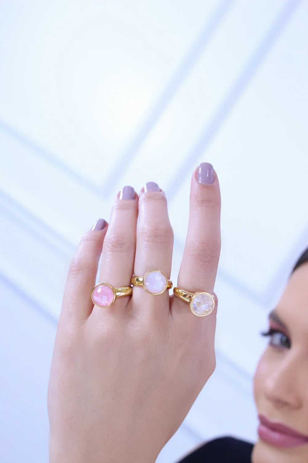 ROSE QUARTZ ILLUMINATION RING | GOLD PLATED | MINIMALIST | BRAINSTORM JEWELRY - Brainstorm Jewelry