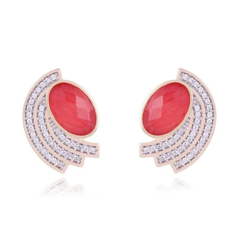 CORAL QUARTZ SUNSET EARRING | GOLD PLATED | NEW RADIANT RANGE | BRAINSTORM JEWELRY - Brainstorm Jewelry