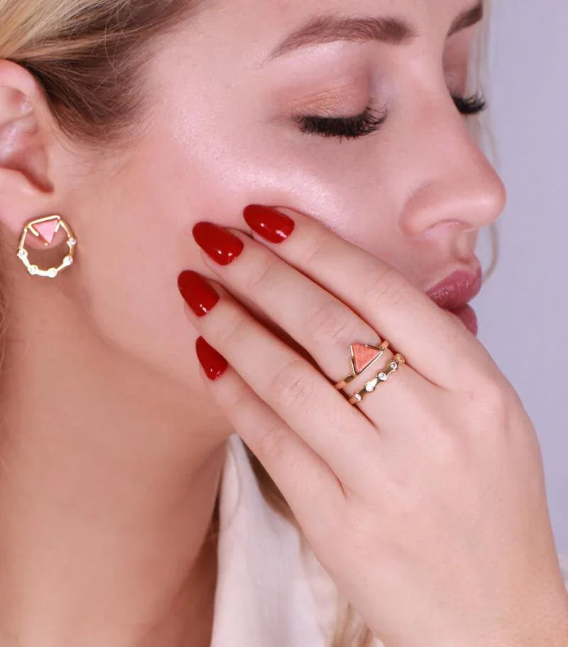 ORANGE FELDSPAR HALO RING | GOLD PLATED | OPULENCE | BRAINSTORM JEWELRY - Brainstorm Jewelry