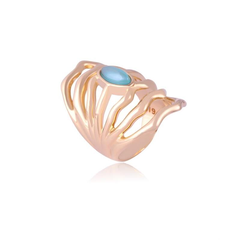 AQUAMARINE WAVECREST RING | GOLD PLATED | NYFW | BRAINSTORM JEWELRY