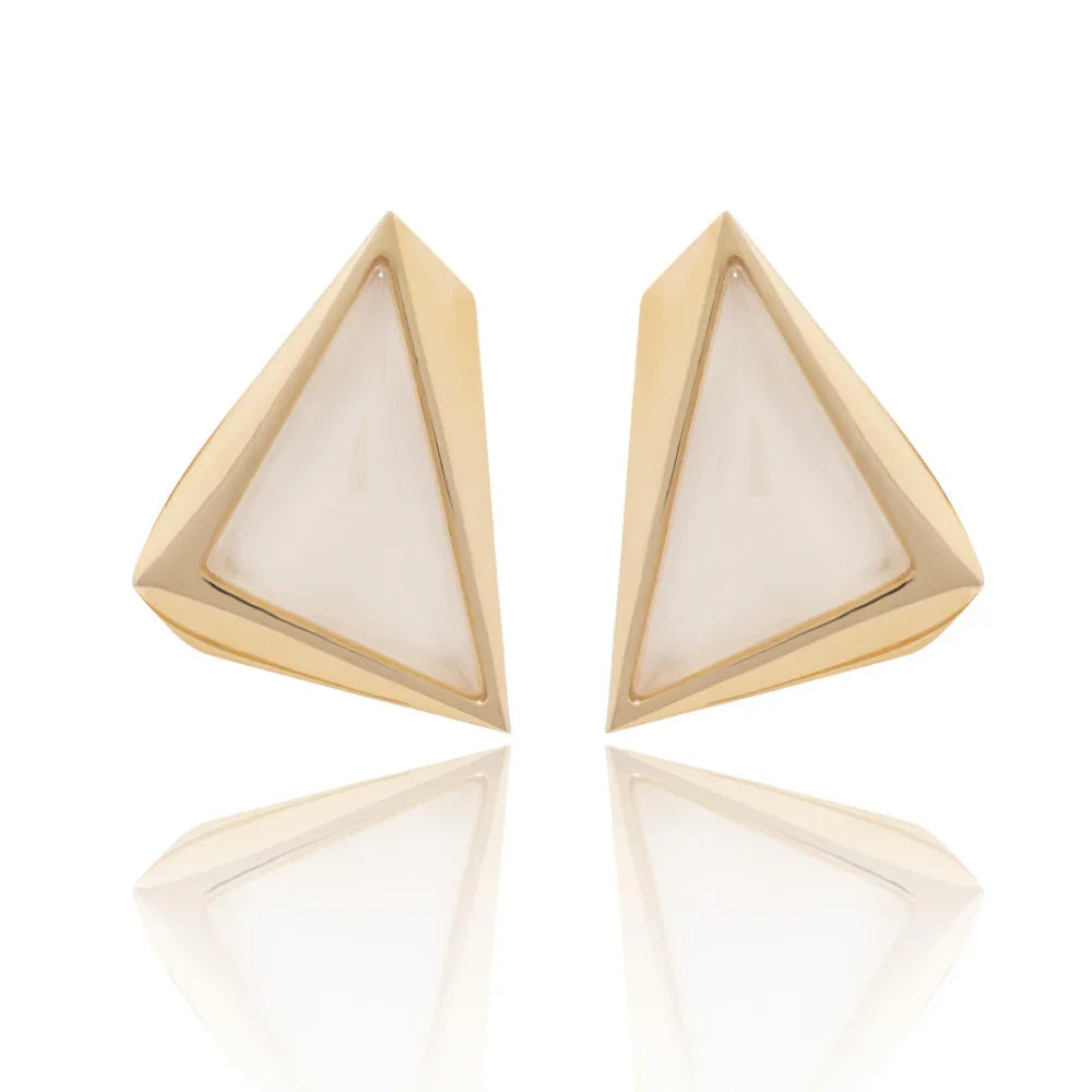 MILKY QUARTZ FIFTH AVENUE EARRING | GOLD PLATED | NYFW | BRAINSTORM JEWELRY - Brainstorm Jewelry