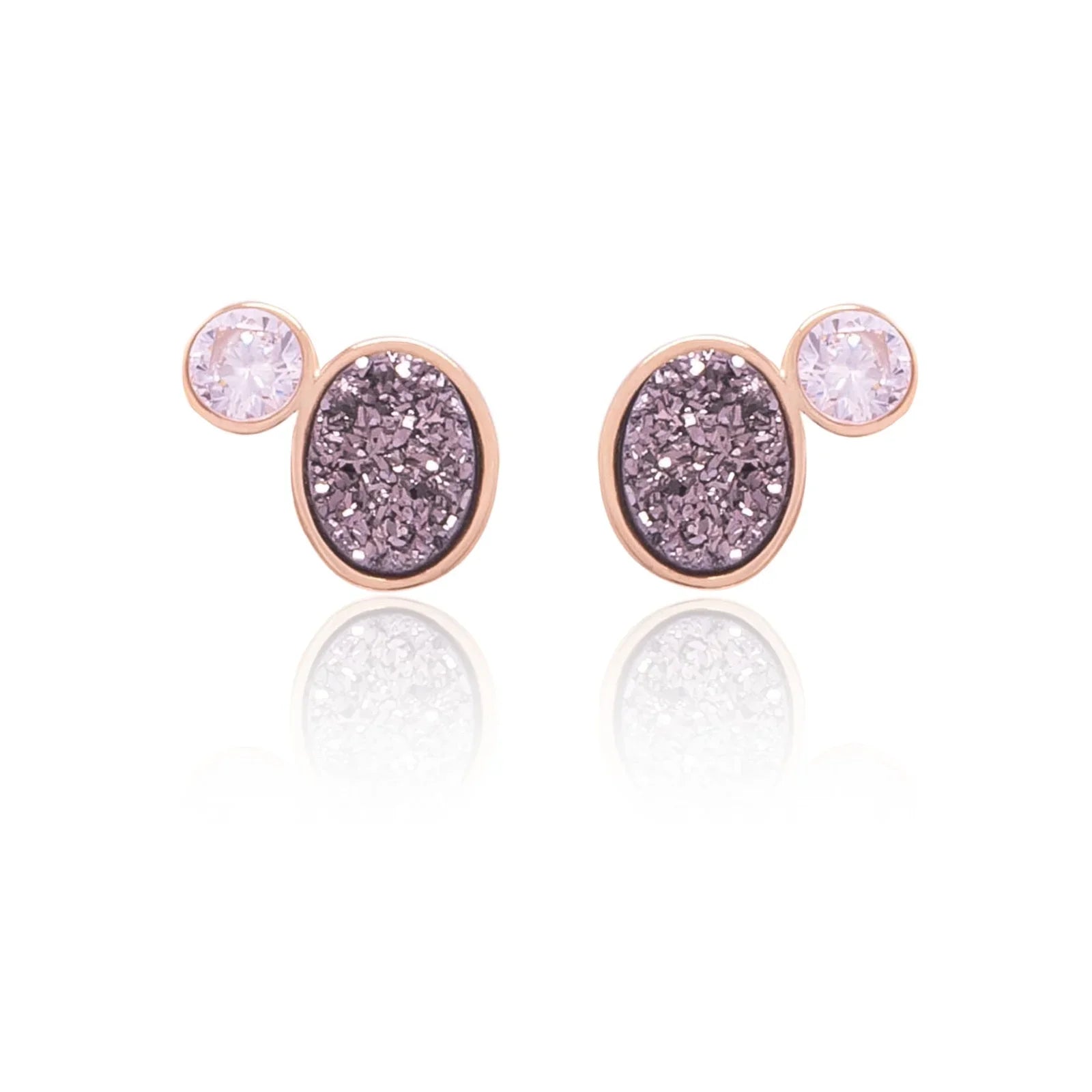 PLATINUM DRUSE LUSTRE EARRING| GOLD PLATED | MINIMALIST | BRAINSTORM JEWELRY - Brainstorm Jewelry