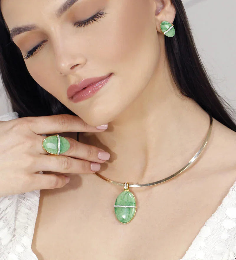 GREEN FELDSPAR CRIMSON EMBER PENDANT | GOLD PLATED | ECLIPSE | BRAINSTORM JEWELRY - Brainstorm Jewelry