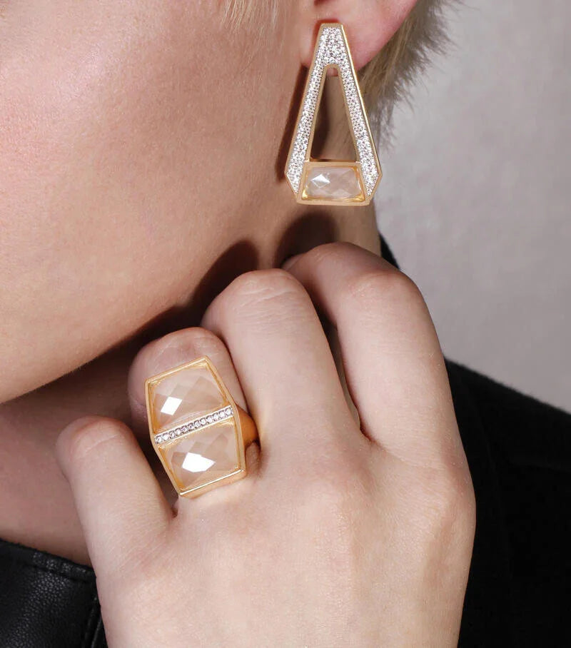 MILKY QUARTZ BENEFIT EARRRING - GOLD PLATED | BRAINSTORM JEWELRY - Brainstorm Jewelry